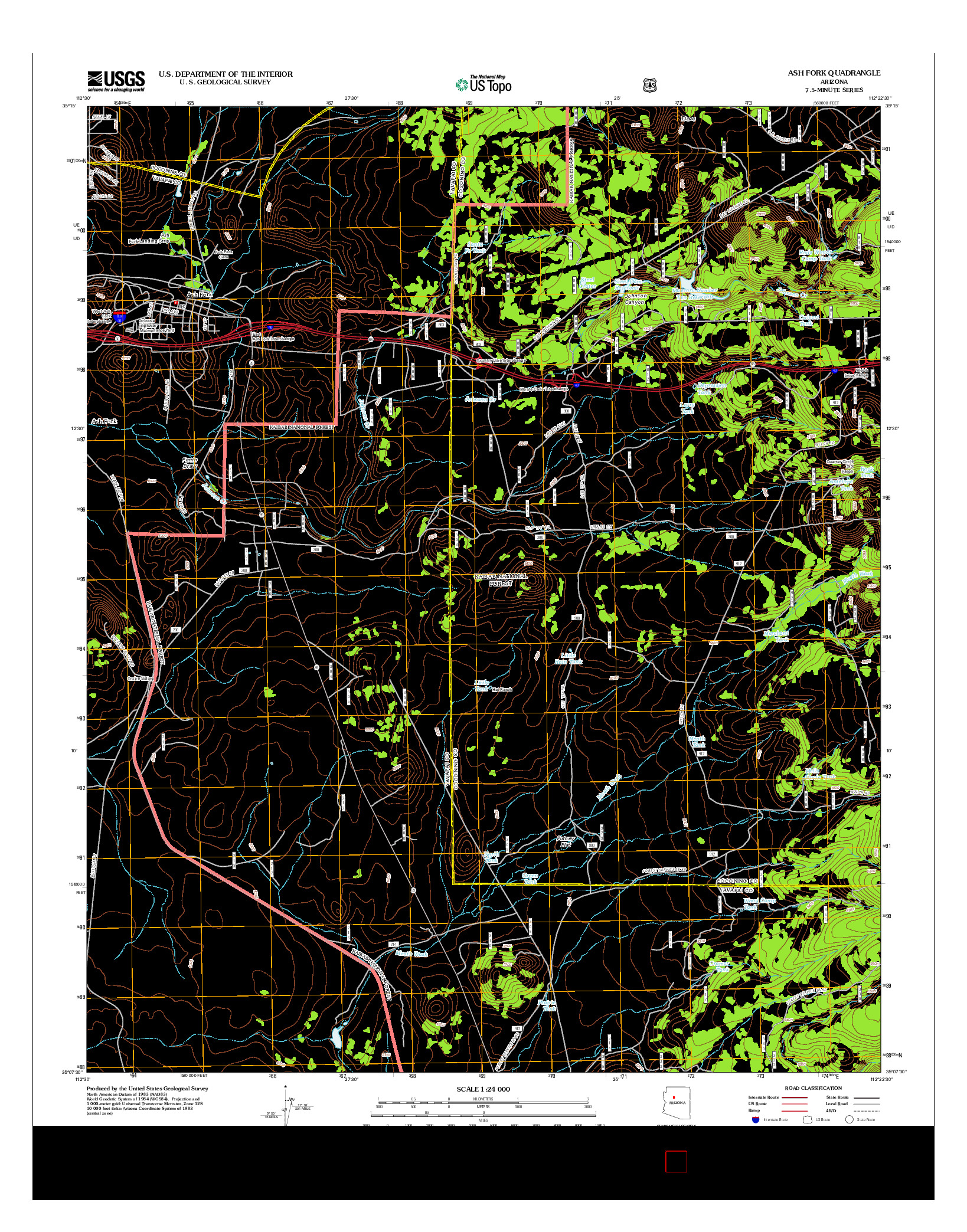 USGS US TOPO 7.5-MINUTE MAP FOR ASH FORK, AZ 2012