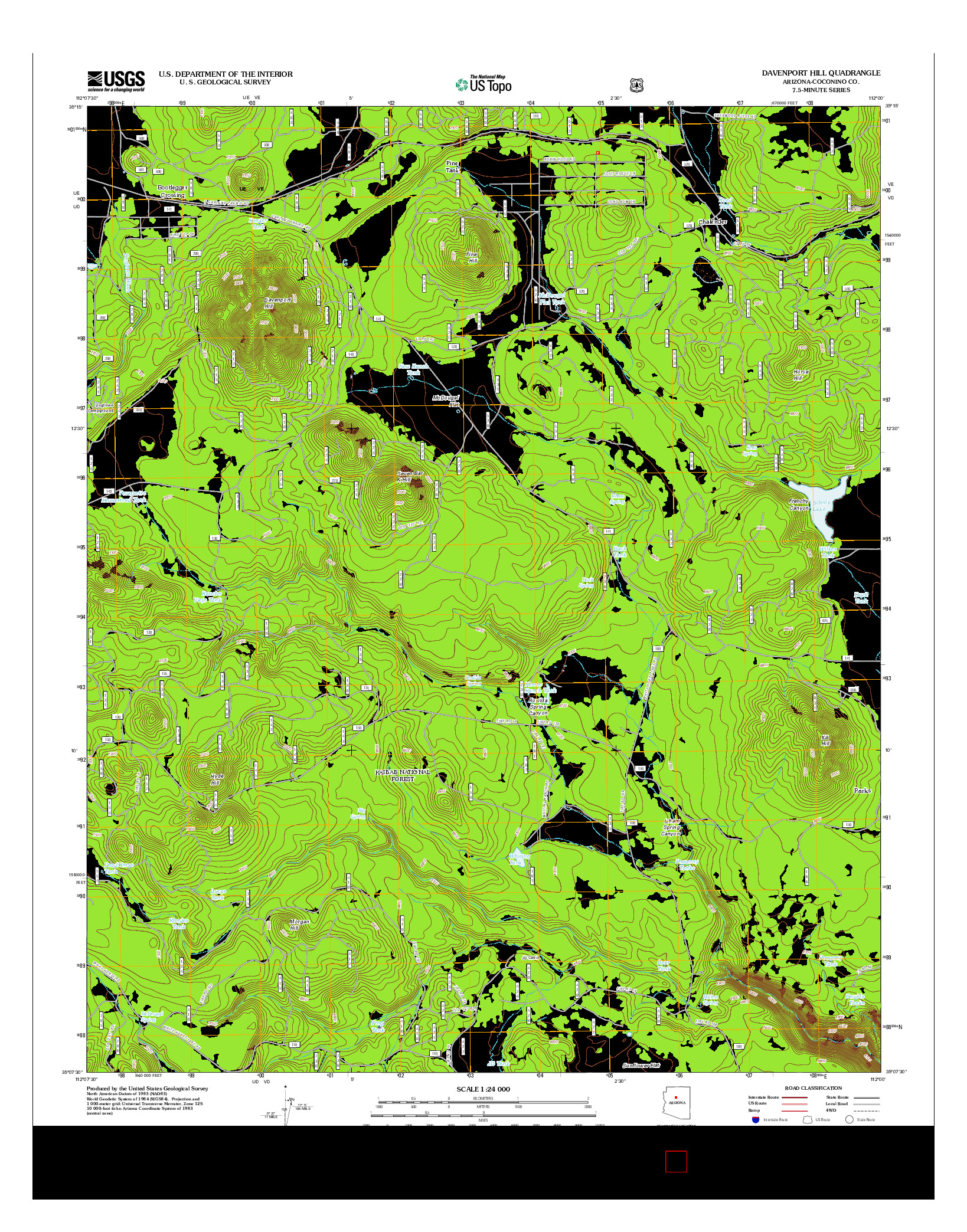 USGS US TOPO 7.5-MINUTE MAP FOR DAVENPORT HILL, AZ 2012