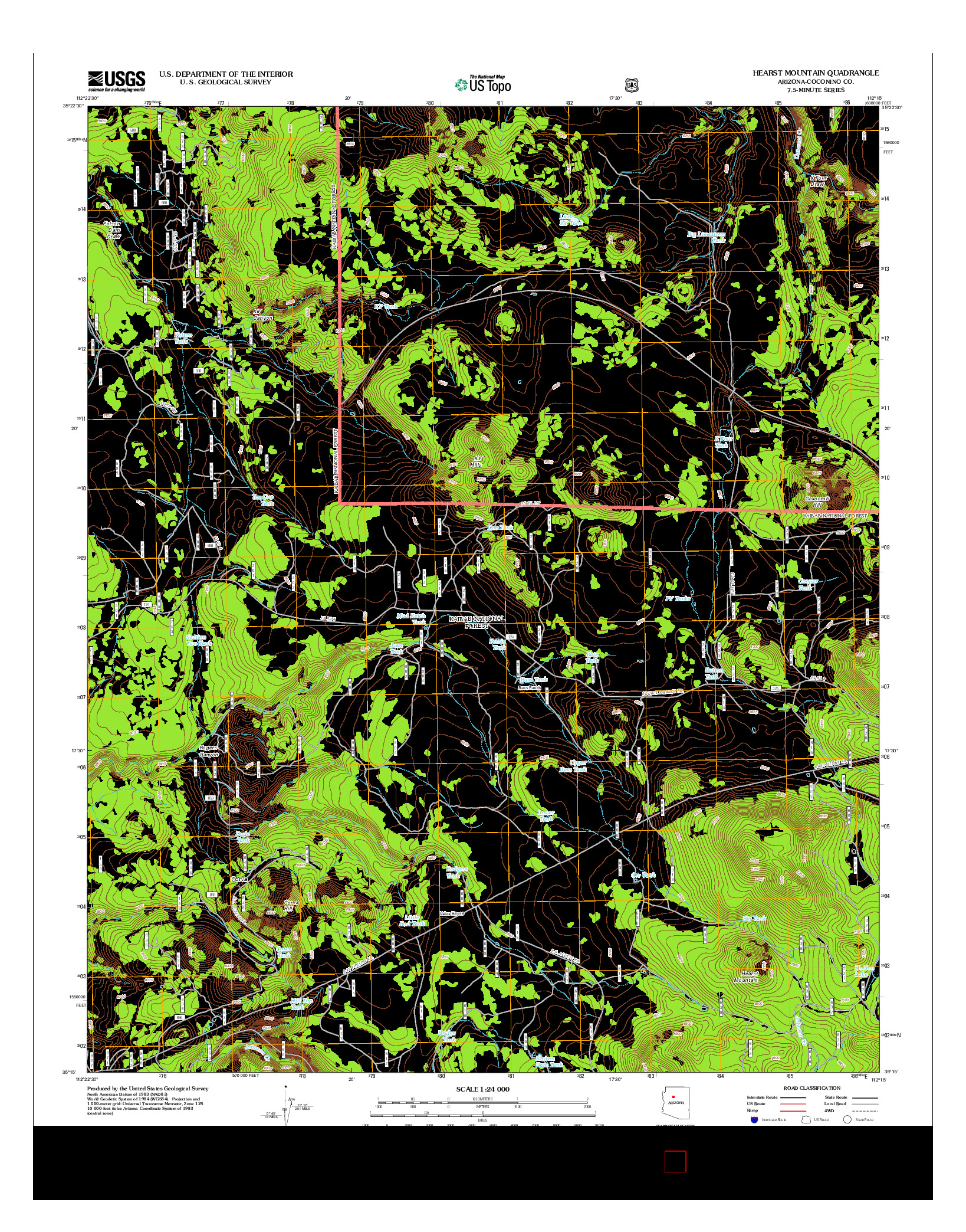 USGS US TOPO 7.5-MINUTE MAP FOR HEARST MOUNTAIN, AZ 2012