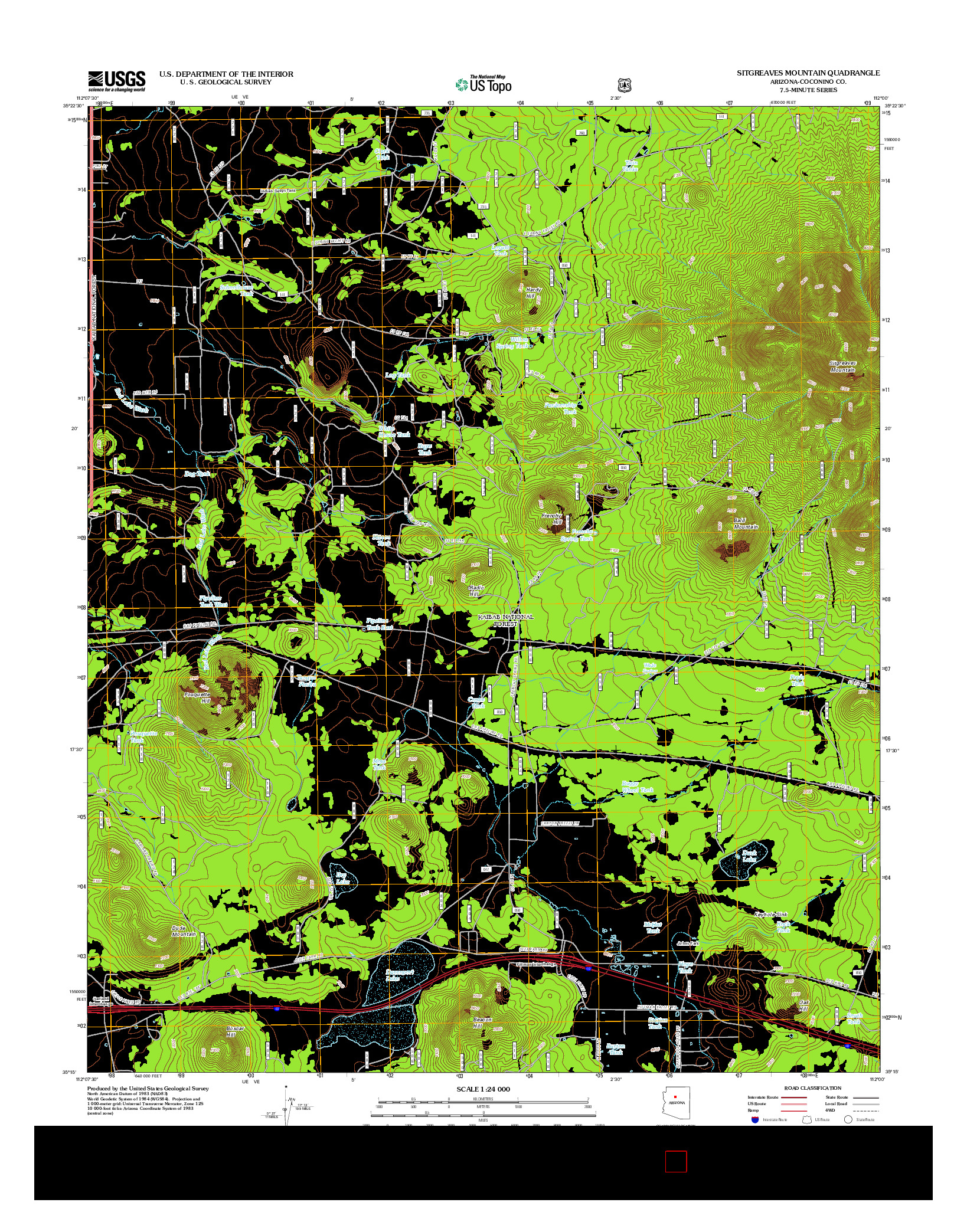 USGS US TOPO 7.5-MINUTE MAP FOR SITGREAVES MOUNTAIN, AZ 2012