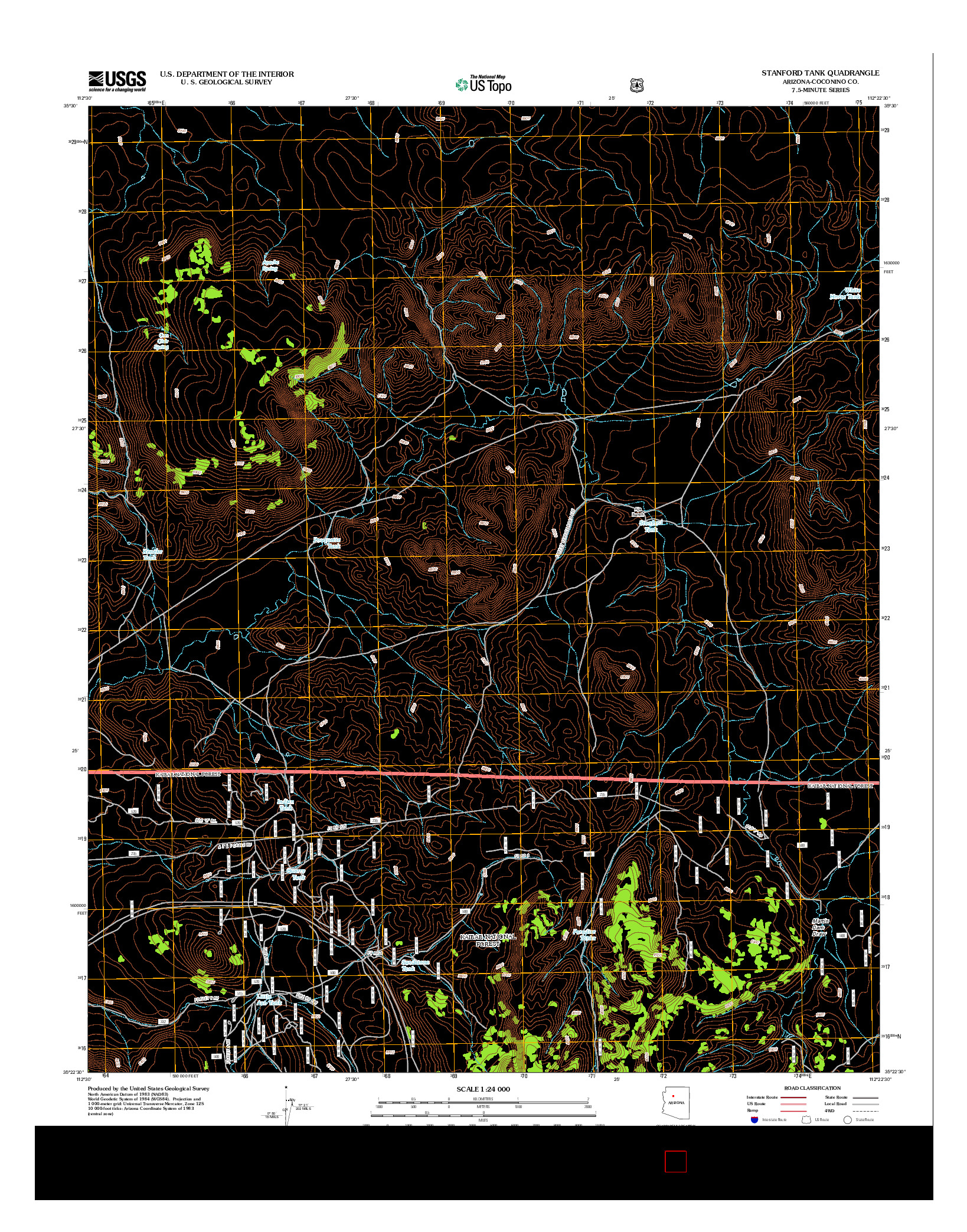 USGS US TOPO 7.5-MINUTE MAP FOR STANFORD TANK, AZ 2012