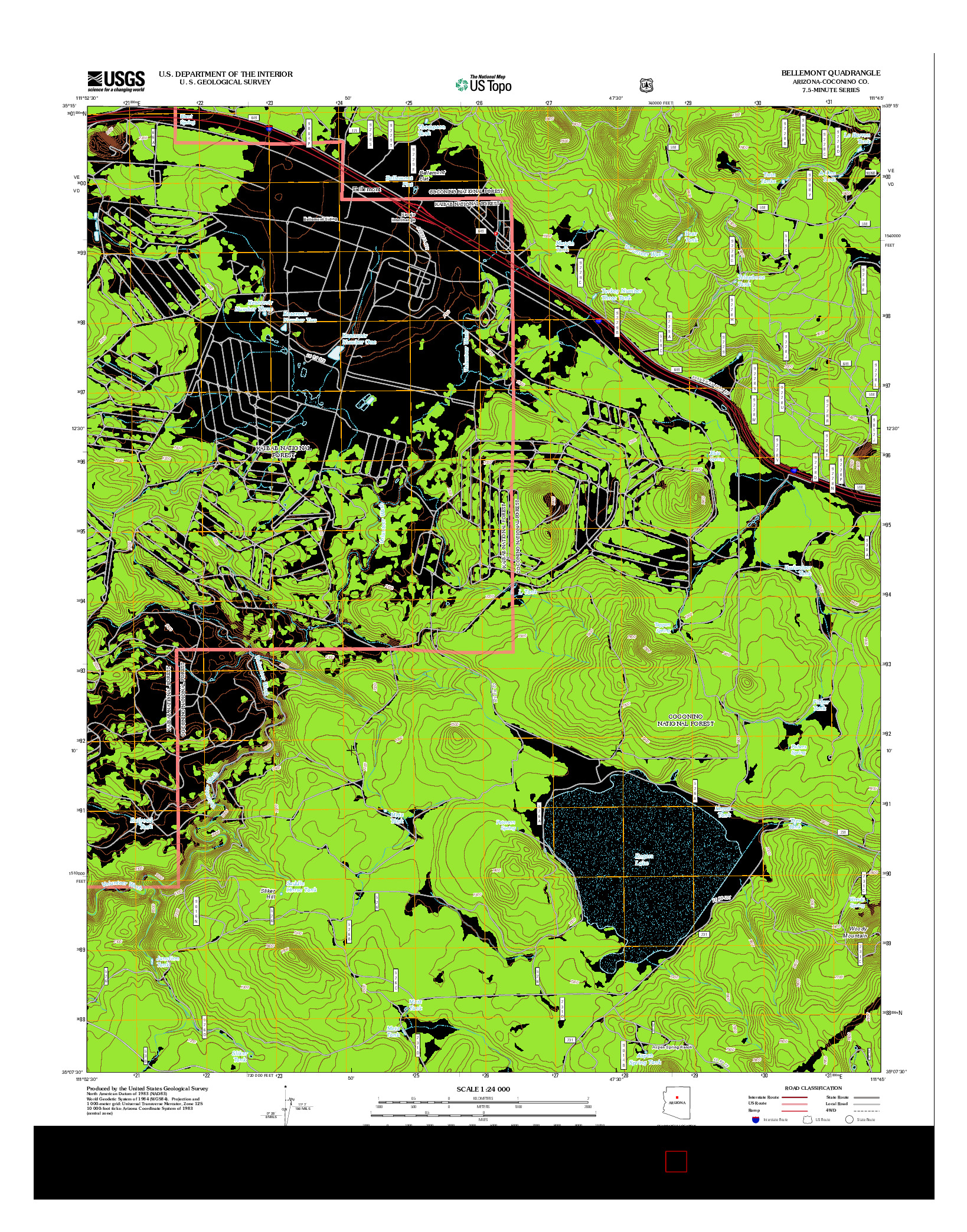 USGS US TOPO 7.5-MINUTE MAP FOR BELLEMONT, AZ 2012