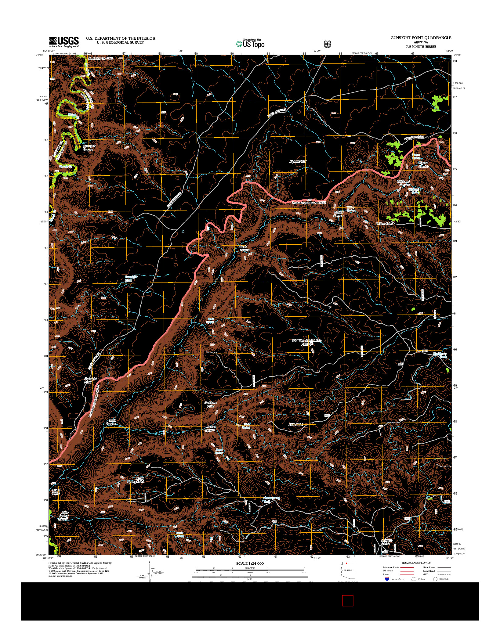 USGS US TOPO 7.5-MINUTE MAP FOR GUNSIGHT POINT, AZ 2012