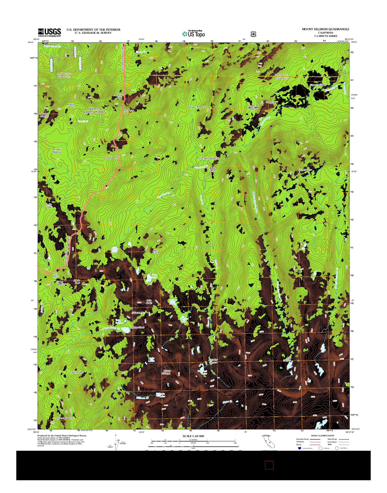 USGS US TOPO 7.5-MINUTE MAP FOR MOUNT SILLIMAN, CA 2012