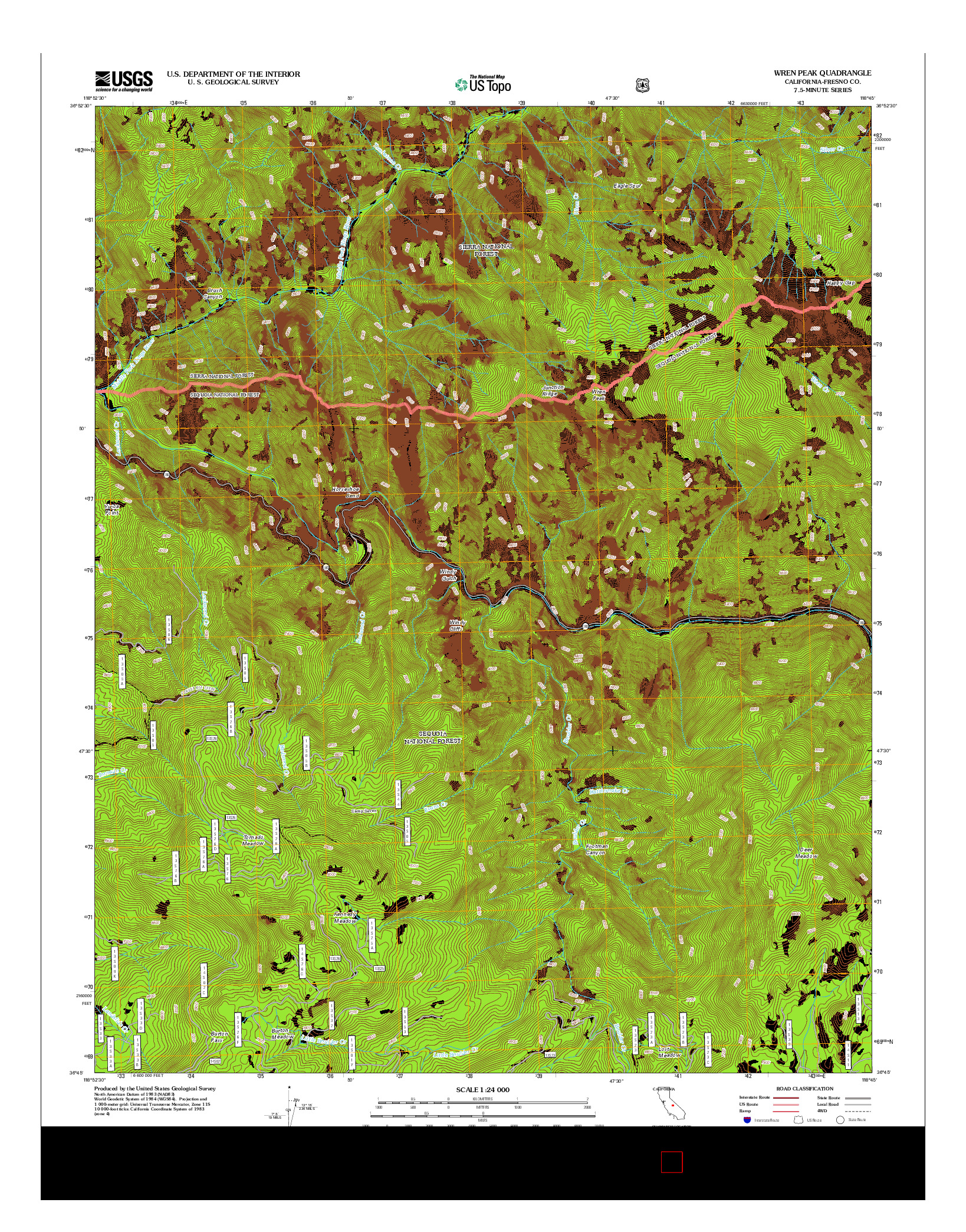 USGS US TOPO 7.5-MINUTE MAP FOR WREN PEAK, CA 2012