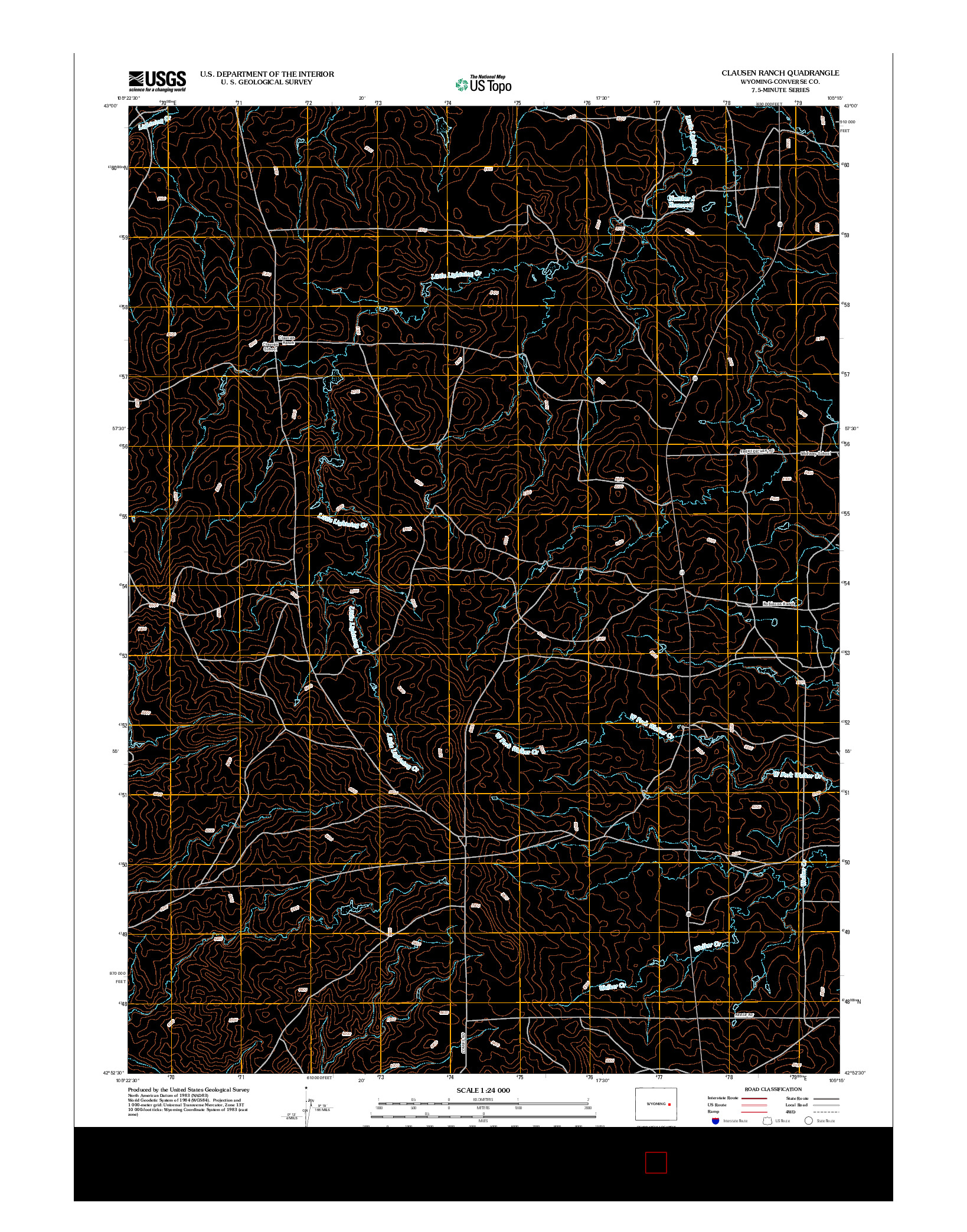 USGS US TOPO 7.5-MINUTE MAP FOR CLAUSEN RANCH, WY 2012