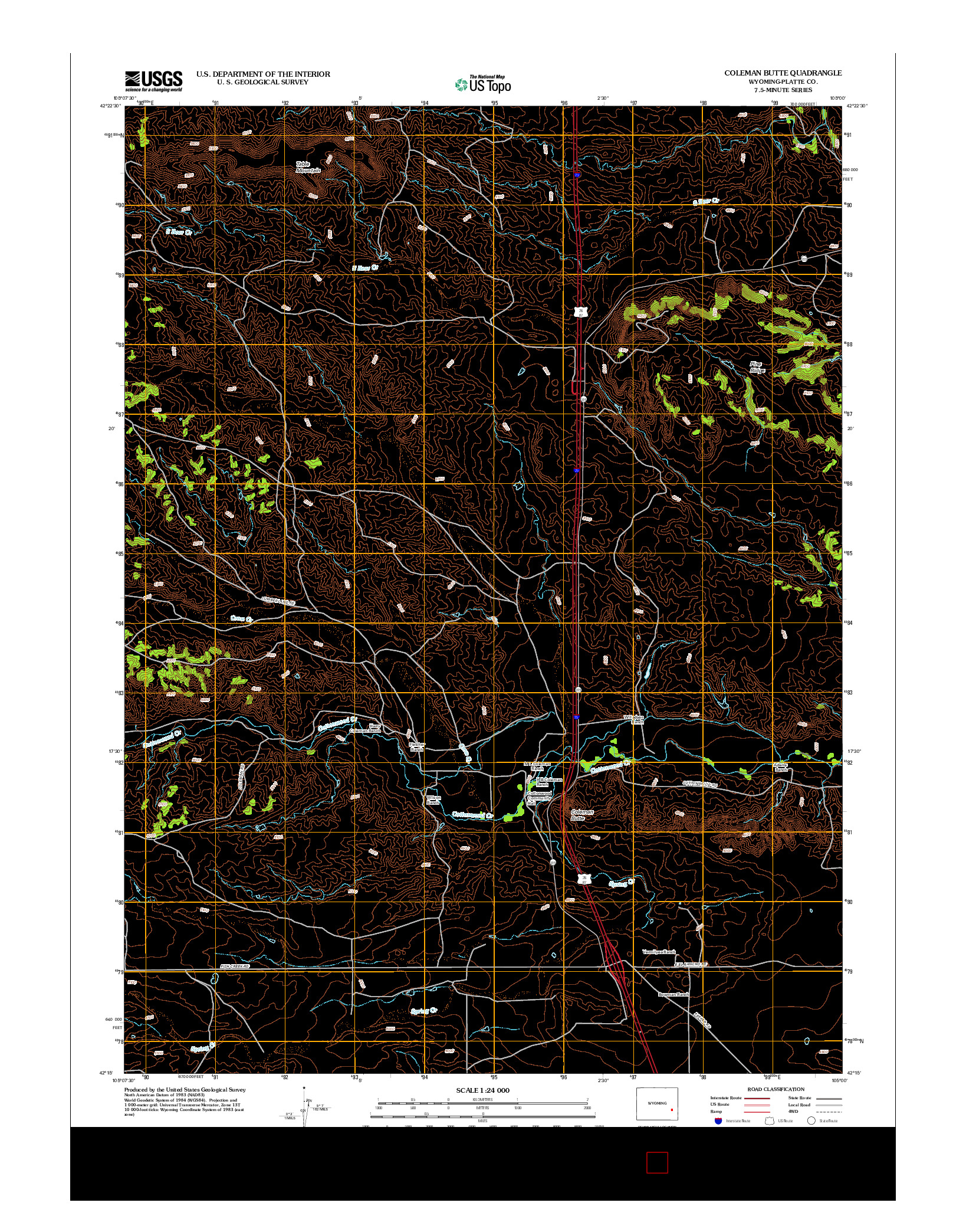 USGS US TOPO 7.5-MINUTE MAP FOR COLEMAN BUTTE, WY 2012