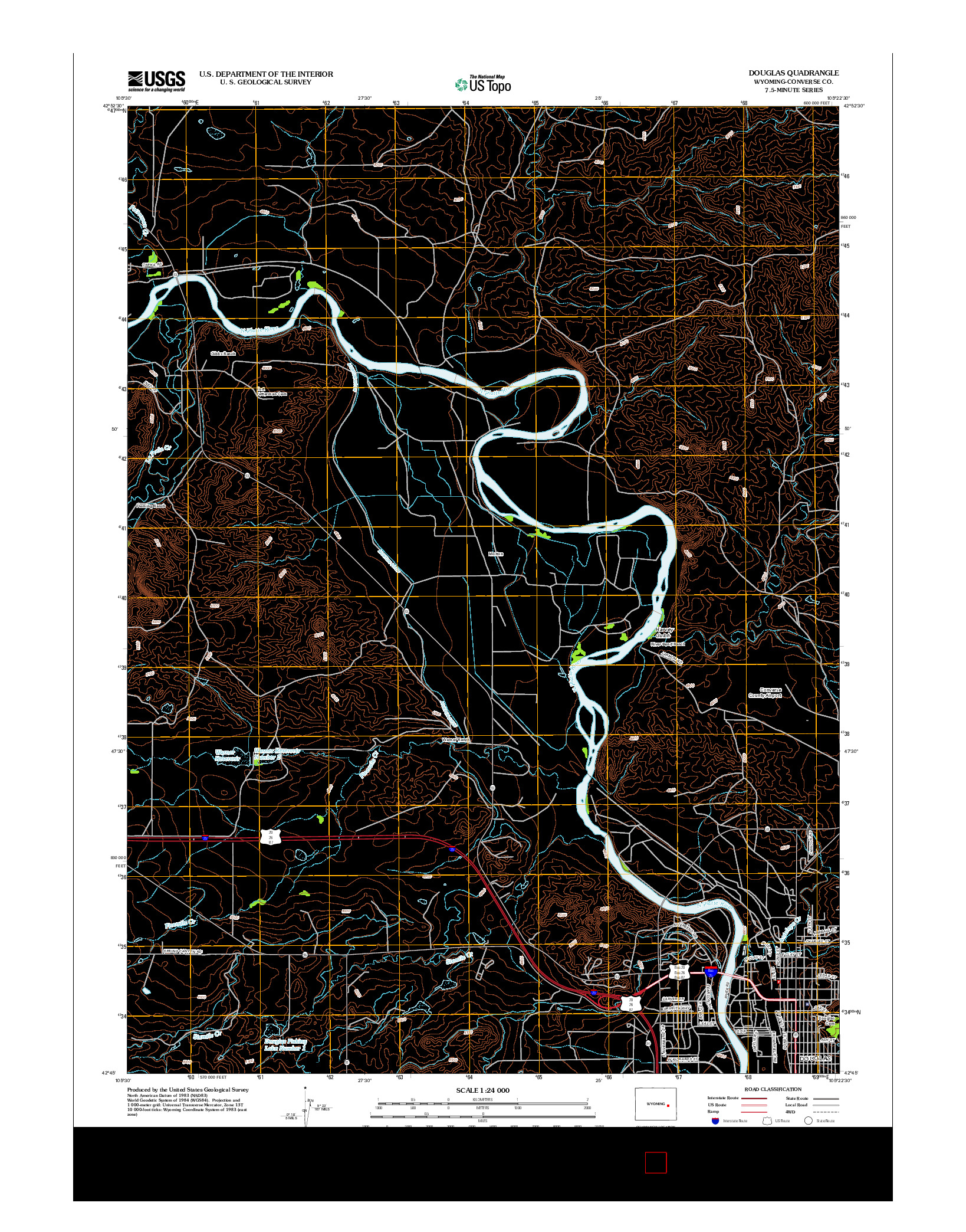 USGS US TOPO 7.5-MINUTE MAP FOR DOUGLAS, WY 2012
