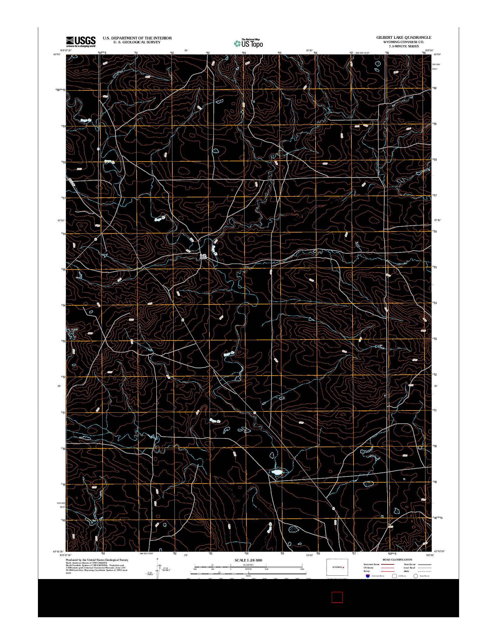 USGS US TOPO 7.5-MINUTE MAP FOR GILBERT LAKE, WY 2012