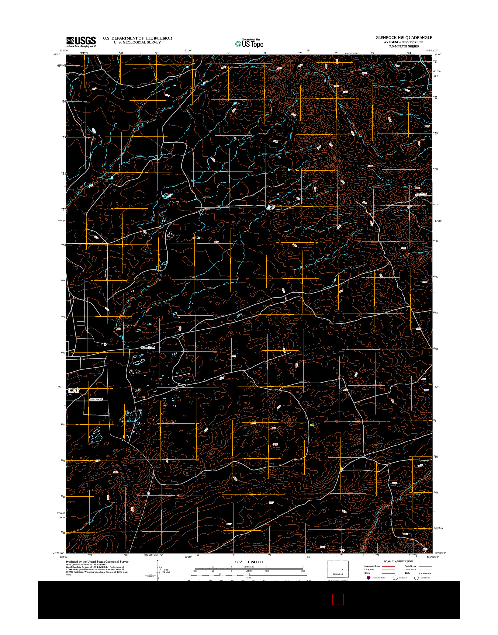 USGS US TOPO 7.5-MINUTE MAP FOR GLENROCK NW, WY 2012