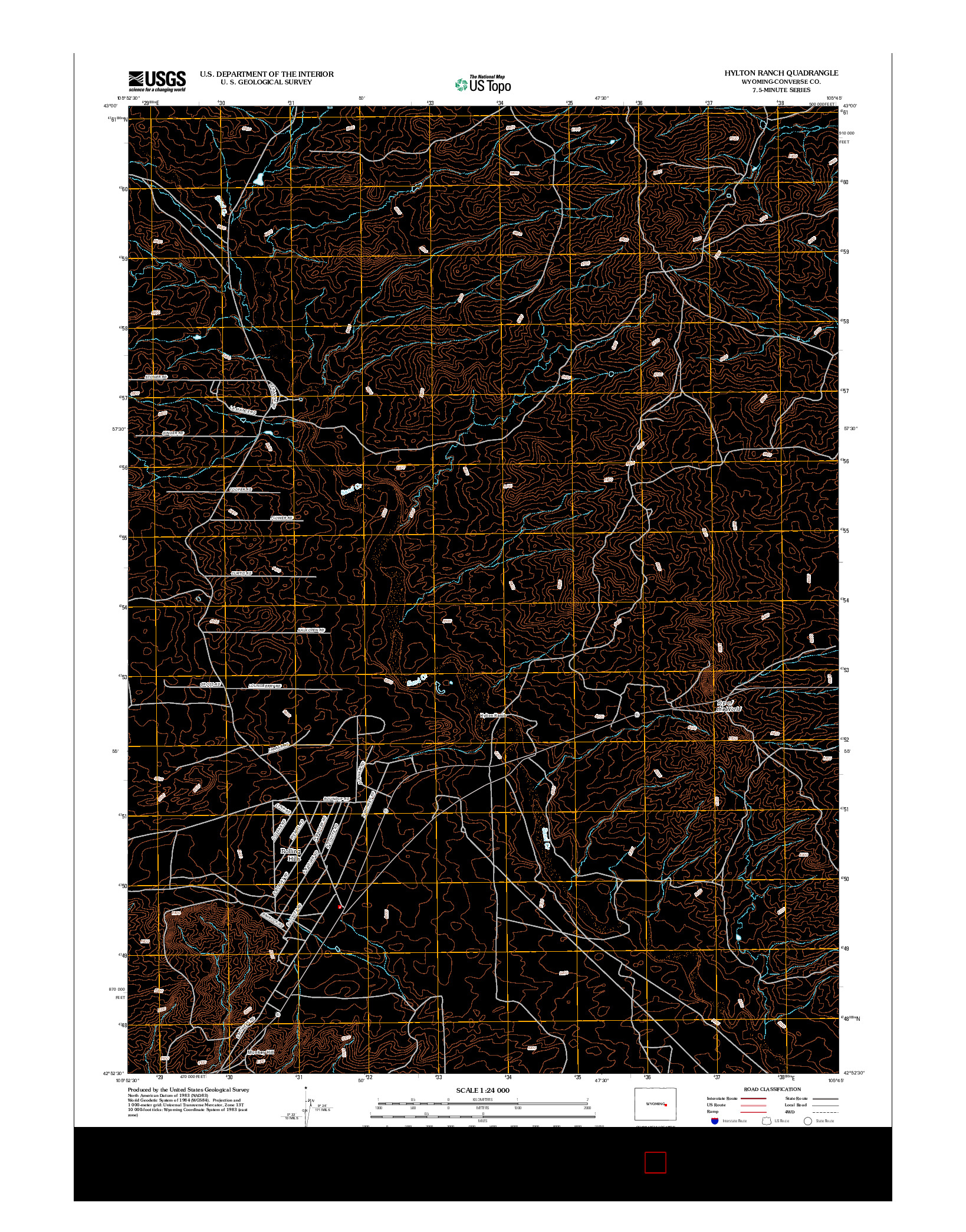 USGS US TOPO 7.5-MINUTE MAP FOR HYLTON RANCH, WY 2012