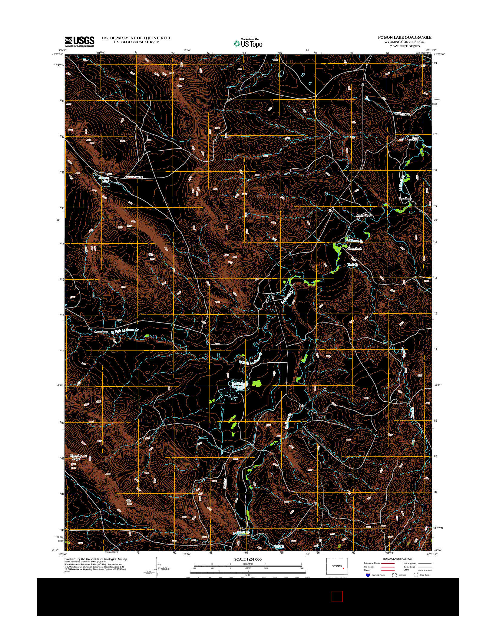 USGS US TOPO 7.5-MINUTE MAP FOR POISON LAKE, WY 2012