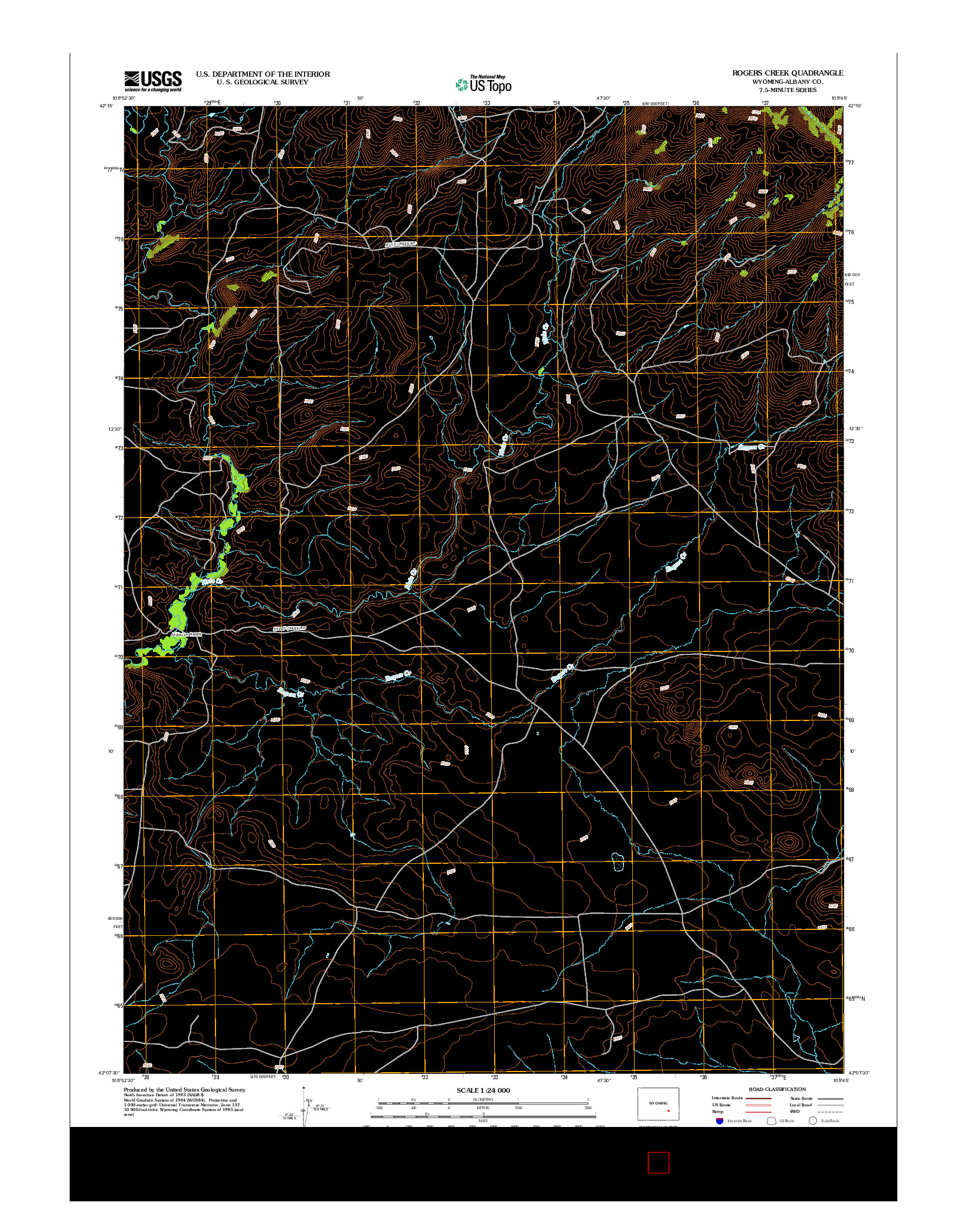 USGS US TOPO 7.5-MINUTE MAP FOR ROGERS CREEK, WY 2012