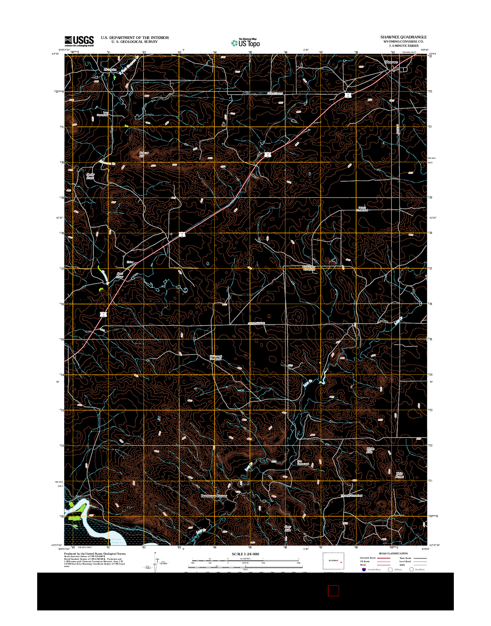 USGS US TOPO 7.5-MINUTE MAP FOR SHAWNEE, WY 2012