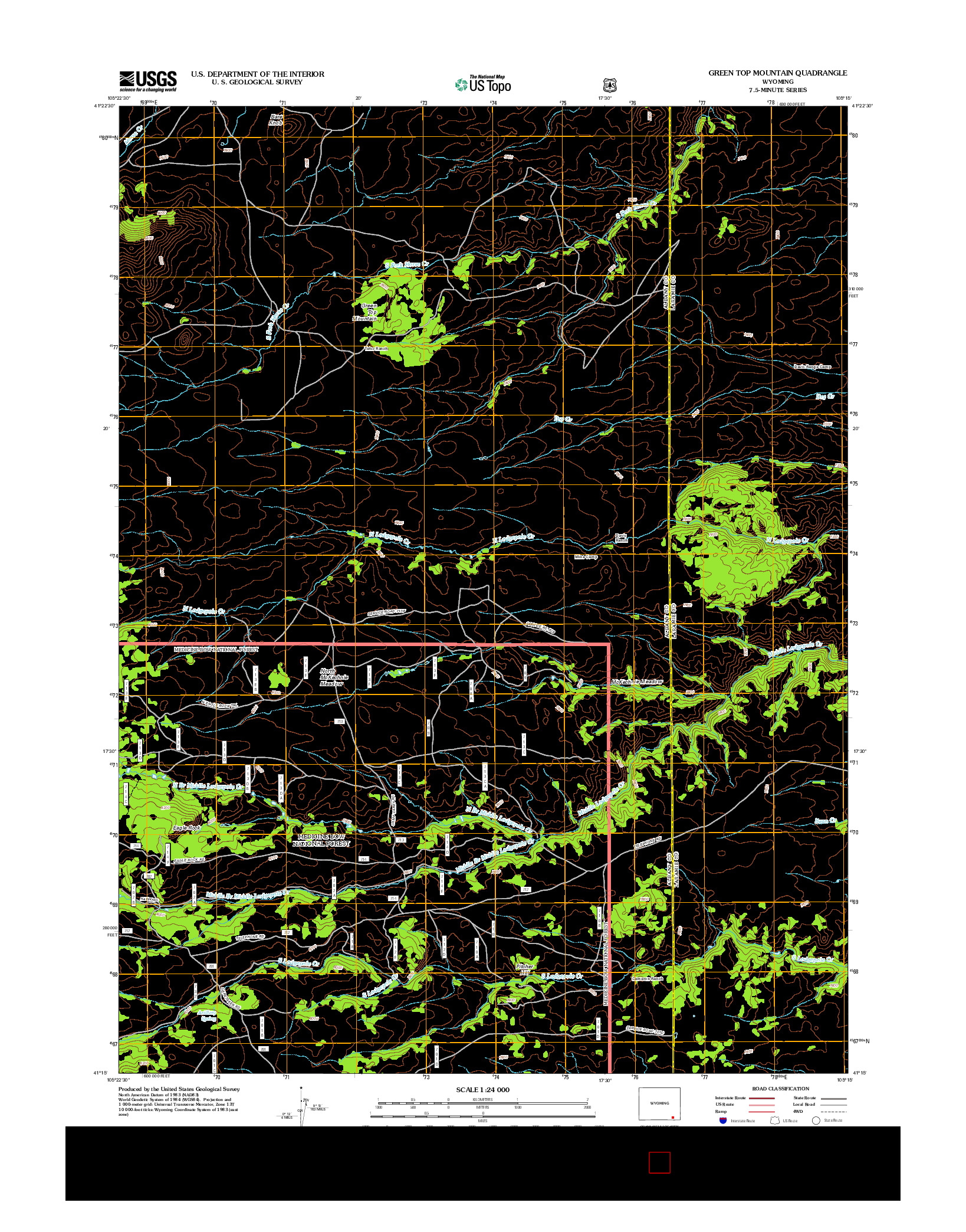 USGS US TOPO 7.5-MINUTE MAP FOR GREEN TOP MOUNTAIN, WY 2012