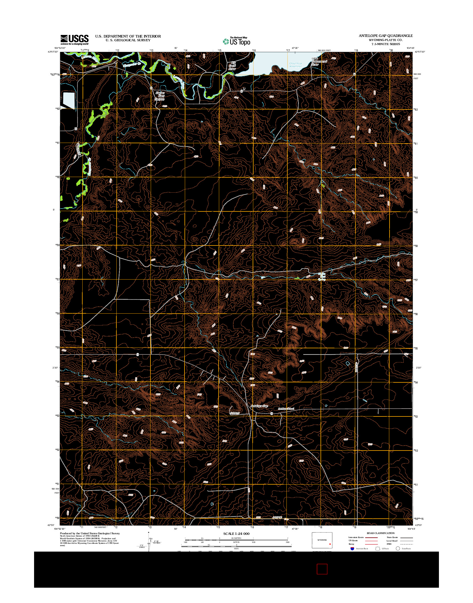 USGS US TOPO 7.5-MINUTE MAP FOR ANTELOPE GAP, WY 2012