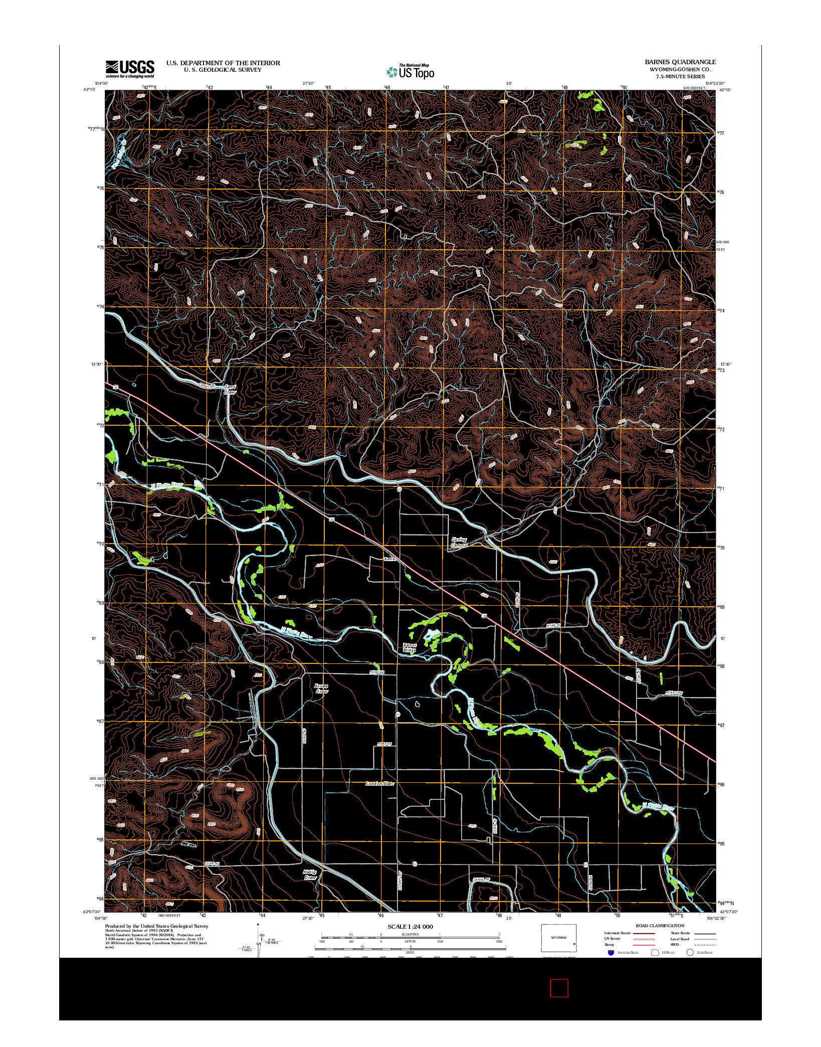 USGS US TOPO 7.5-MINUTE MAP FOR BARNES, WY 2012