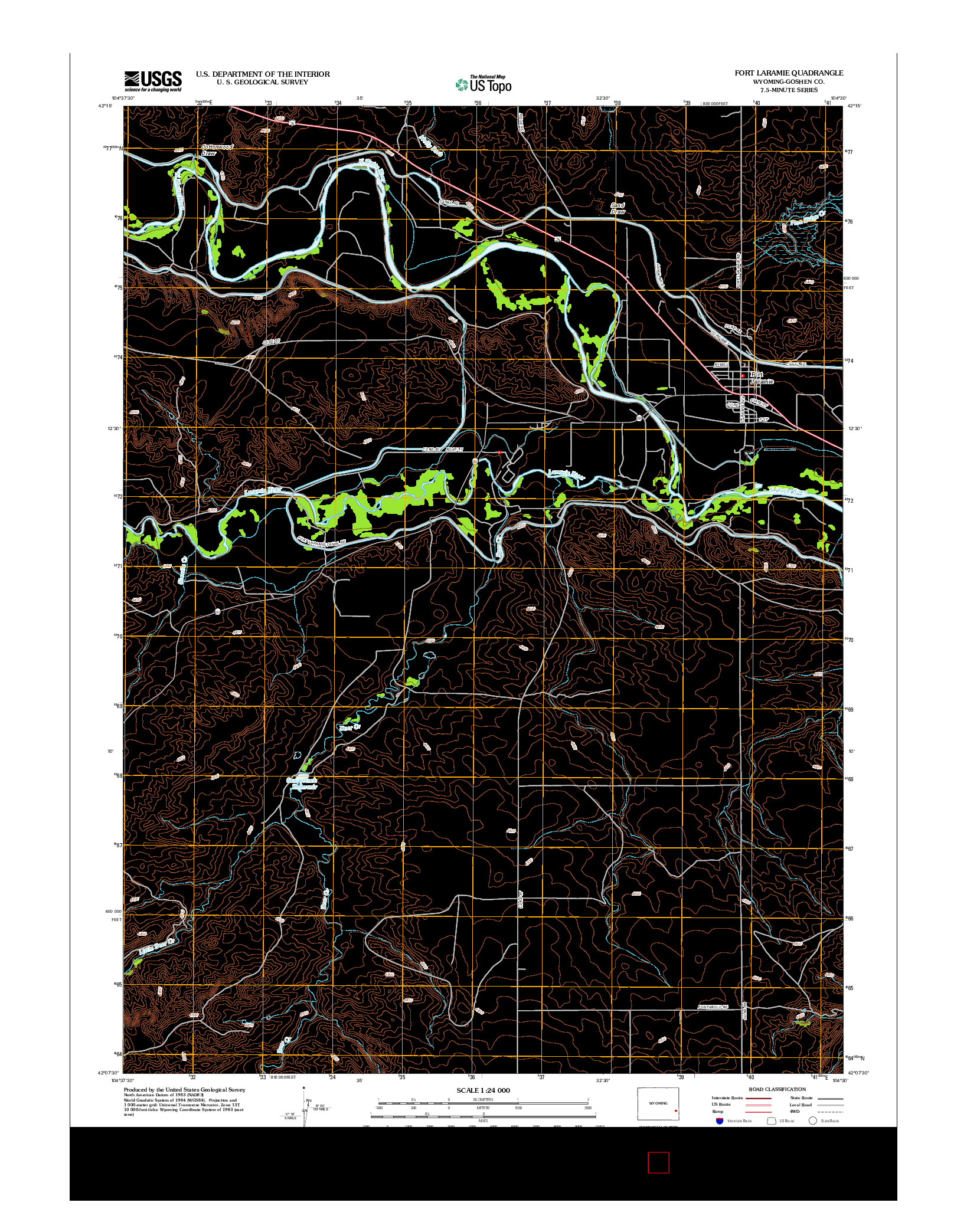 USGS US TOPO 7.5-MINUTE MAP FOR FORT LARAMIE, WY 2012