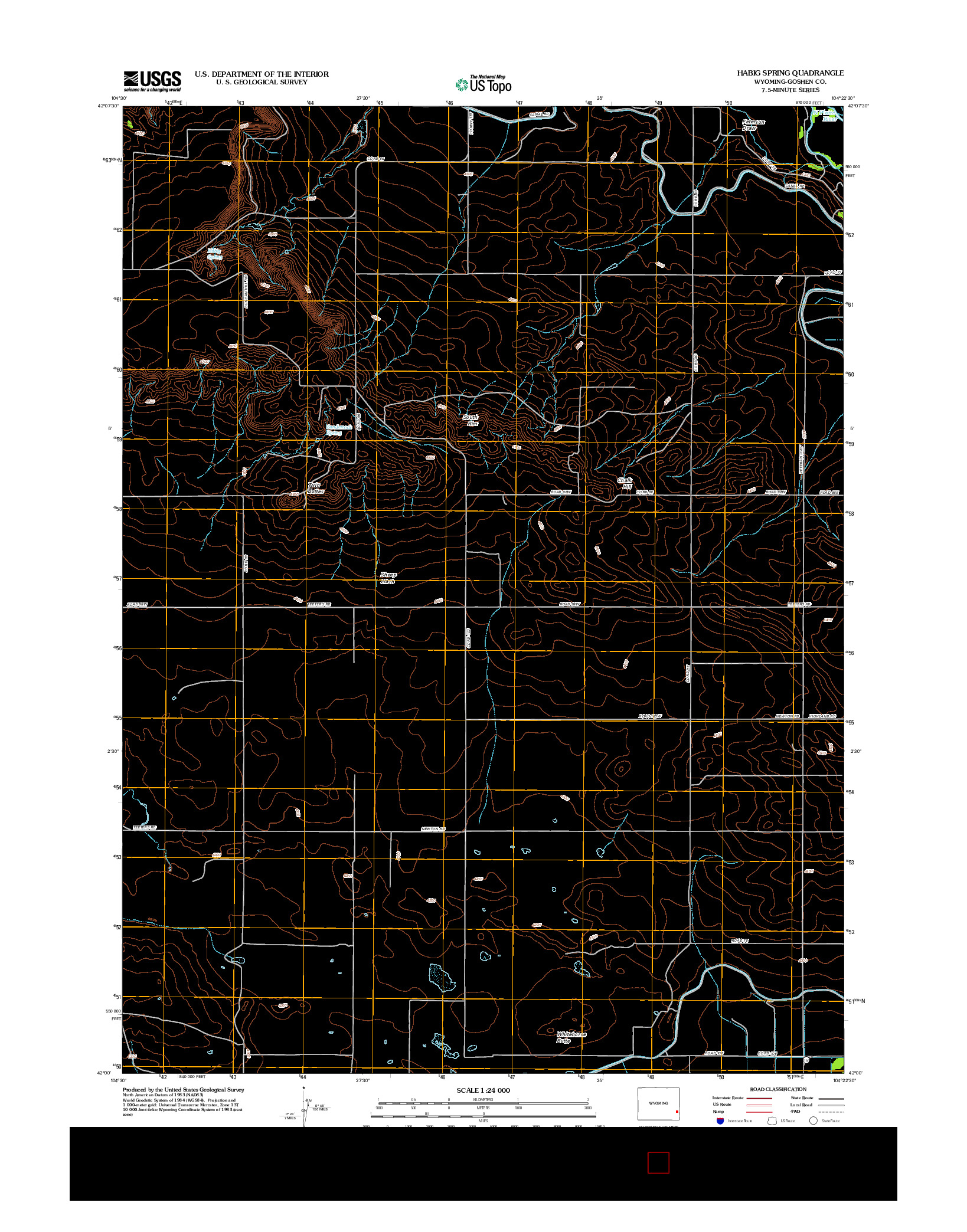 USGS US TOPO 7.5-MINUTE MAP FOR HABIG SPRING, WY 2012