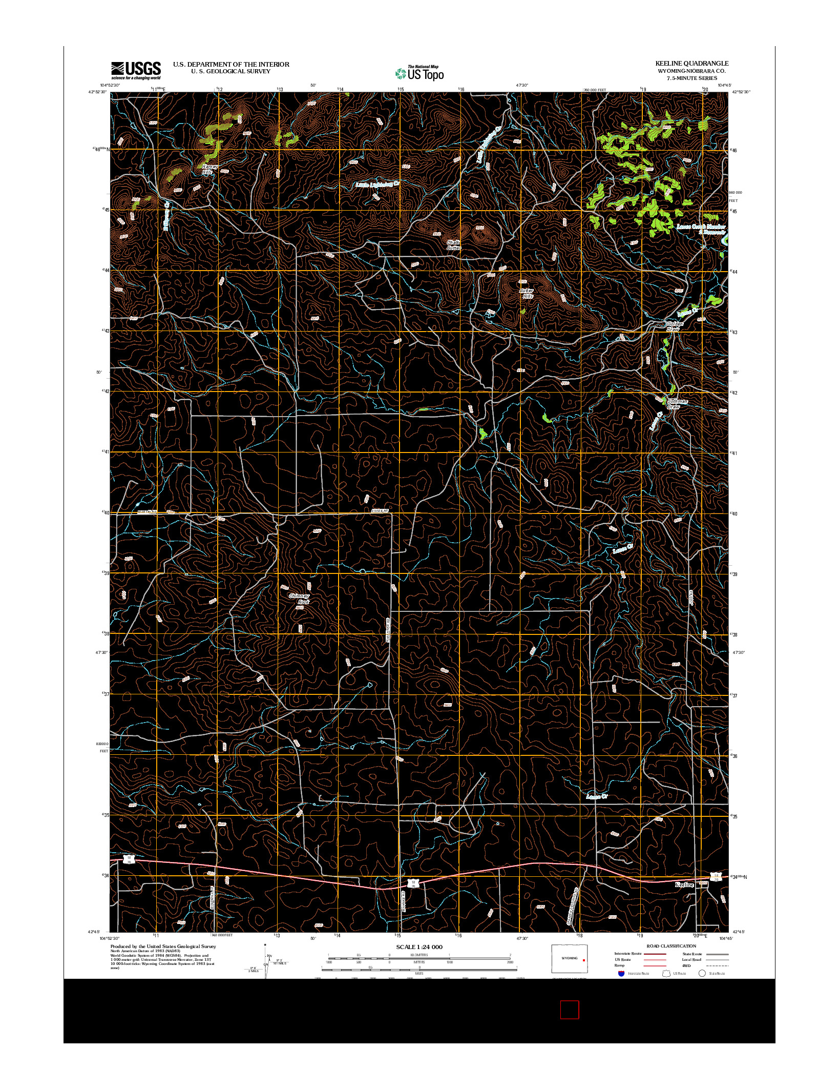 USGS US TOPO 7.5-MINUTE MAP FOR KEELINE, WY 2012