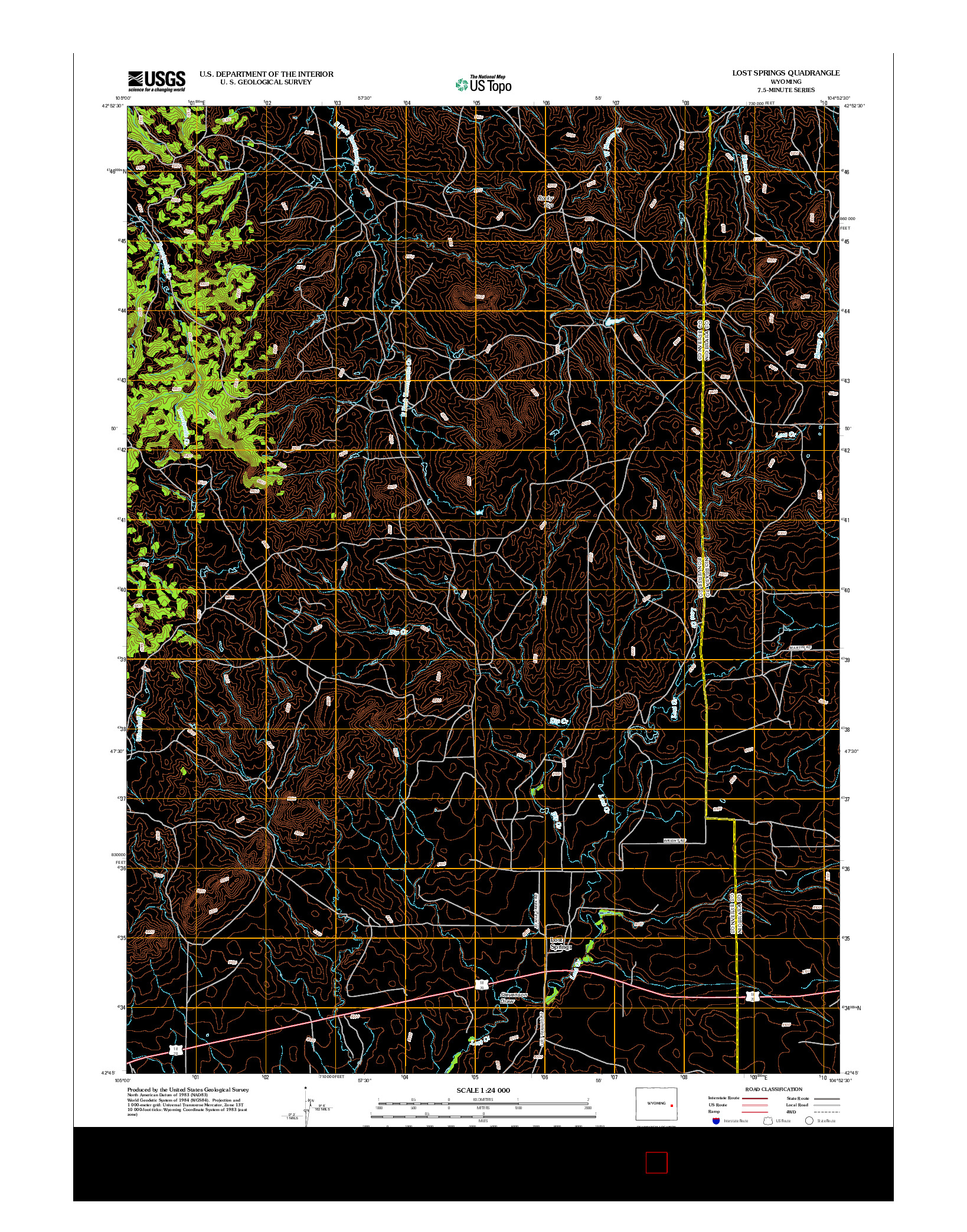 USGS US TOPO 7.5-MINUTE MAP FOR LOST SPRINGS, WY 2012