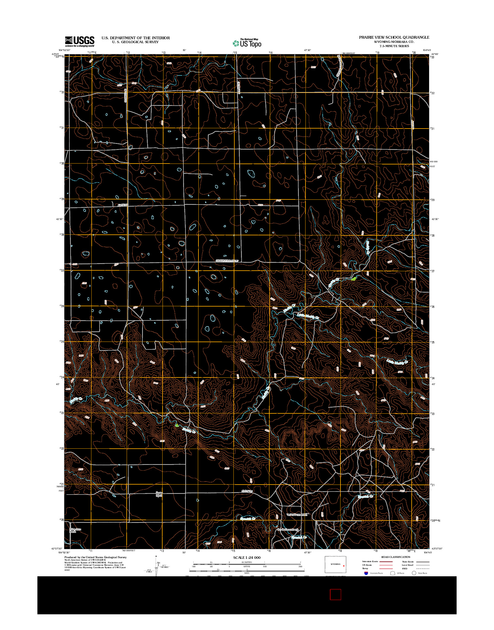 USGS US TOPO 7.5-MINUTE MAP FOR PRAIRIE VIEW SCHOOL, WY 2012