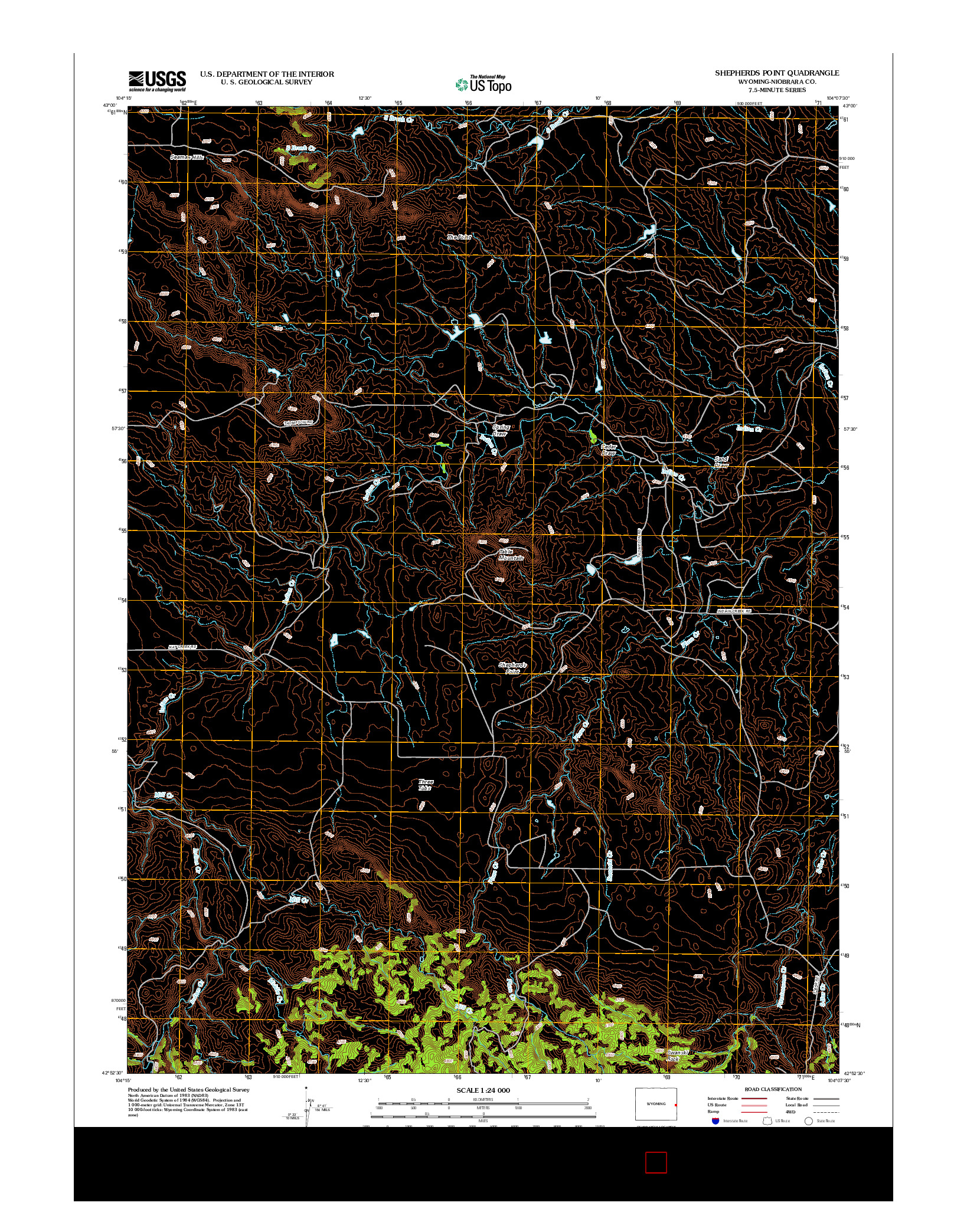 USGS US TOPO 7.5-MINUTE MAP FOR SHEPHERDS POINT, WY 2012