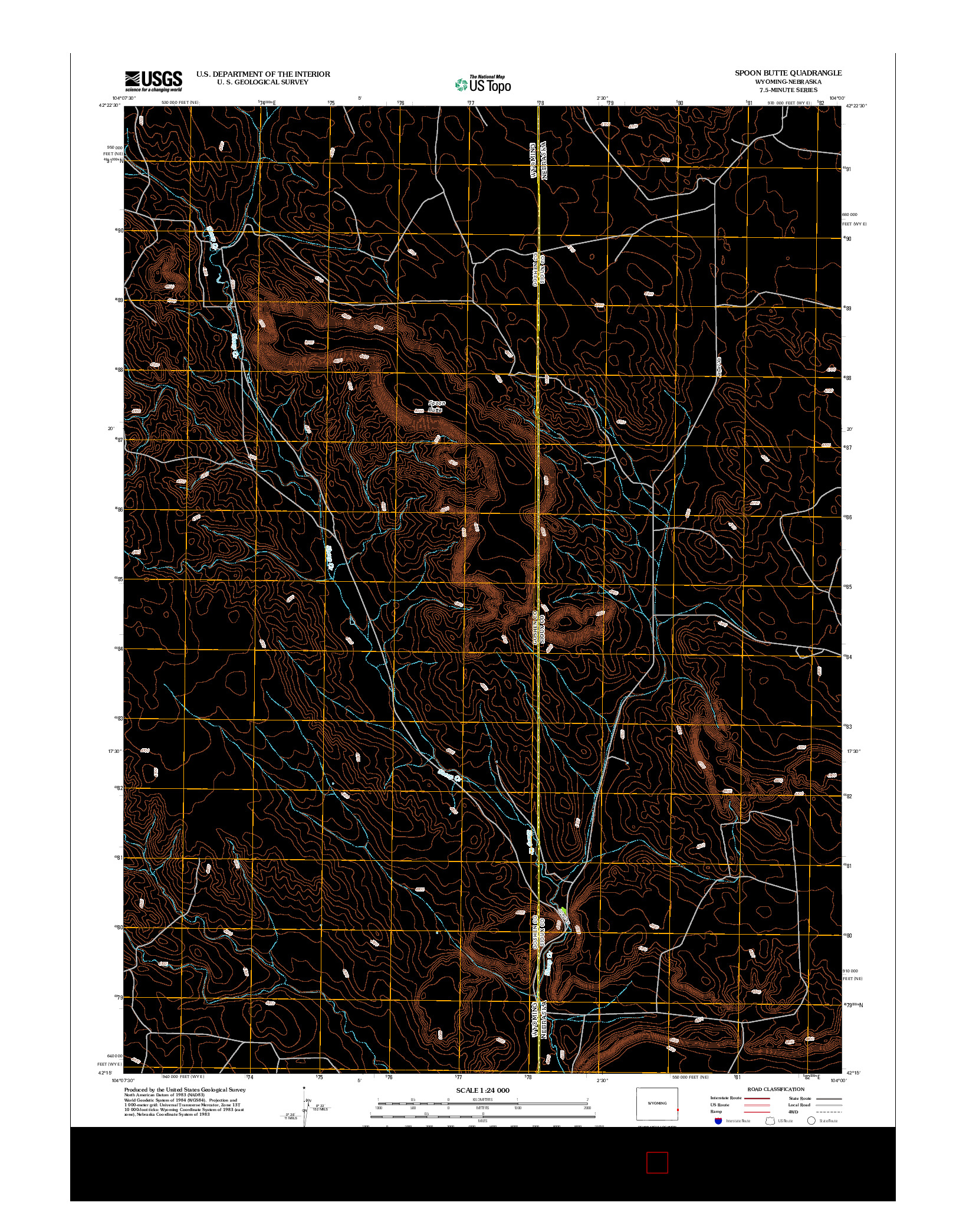 USGS US TOPO 7.5-MINUTE MAP FOR SPOON BUTTE, WY-NE 2012