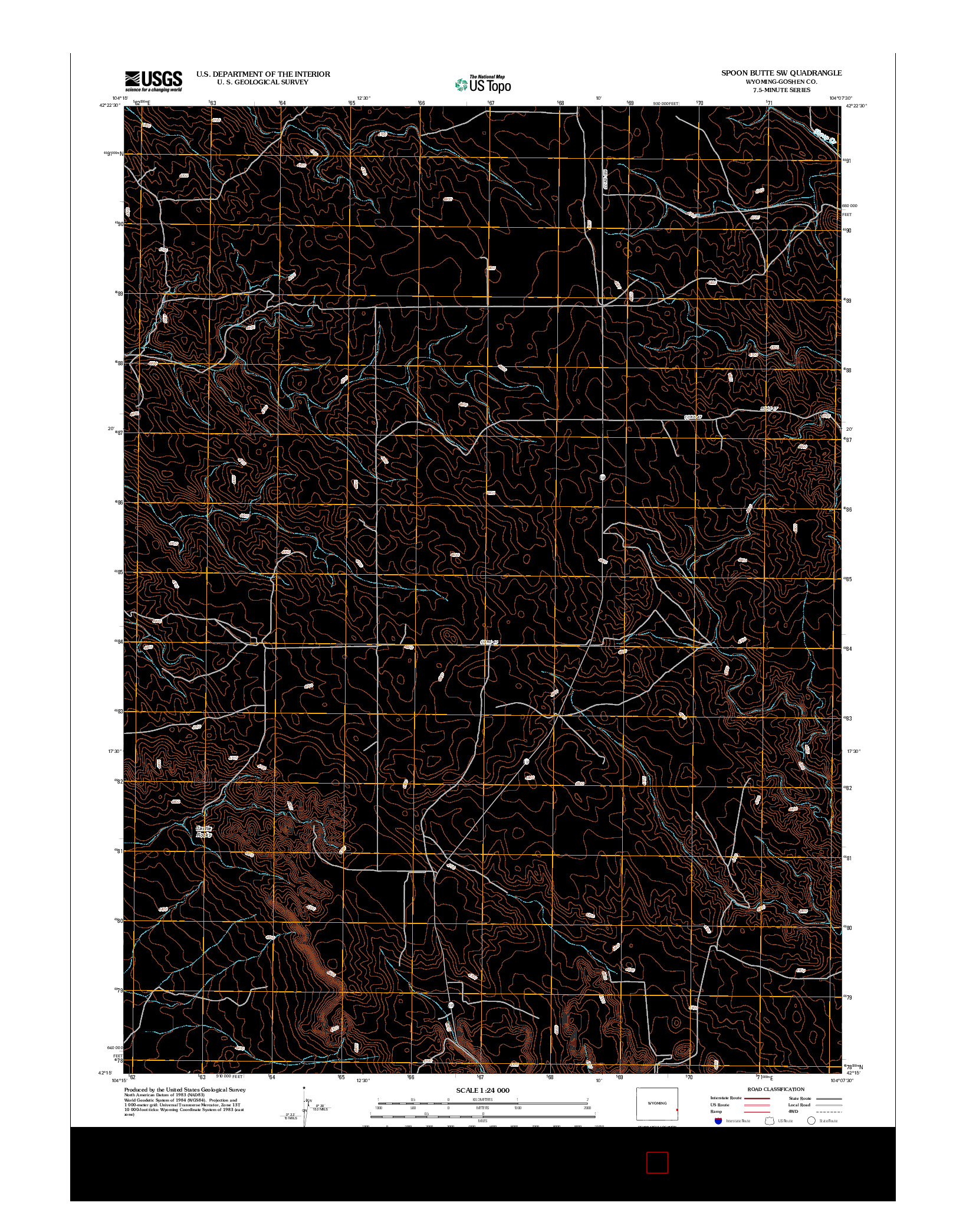 USGS US TOPO 7.5-MINUTE MAP FOR SPOON BUTTE SW, WY 2012