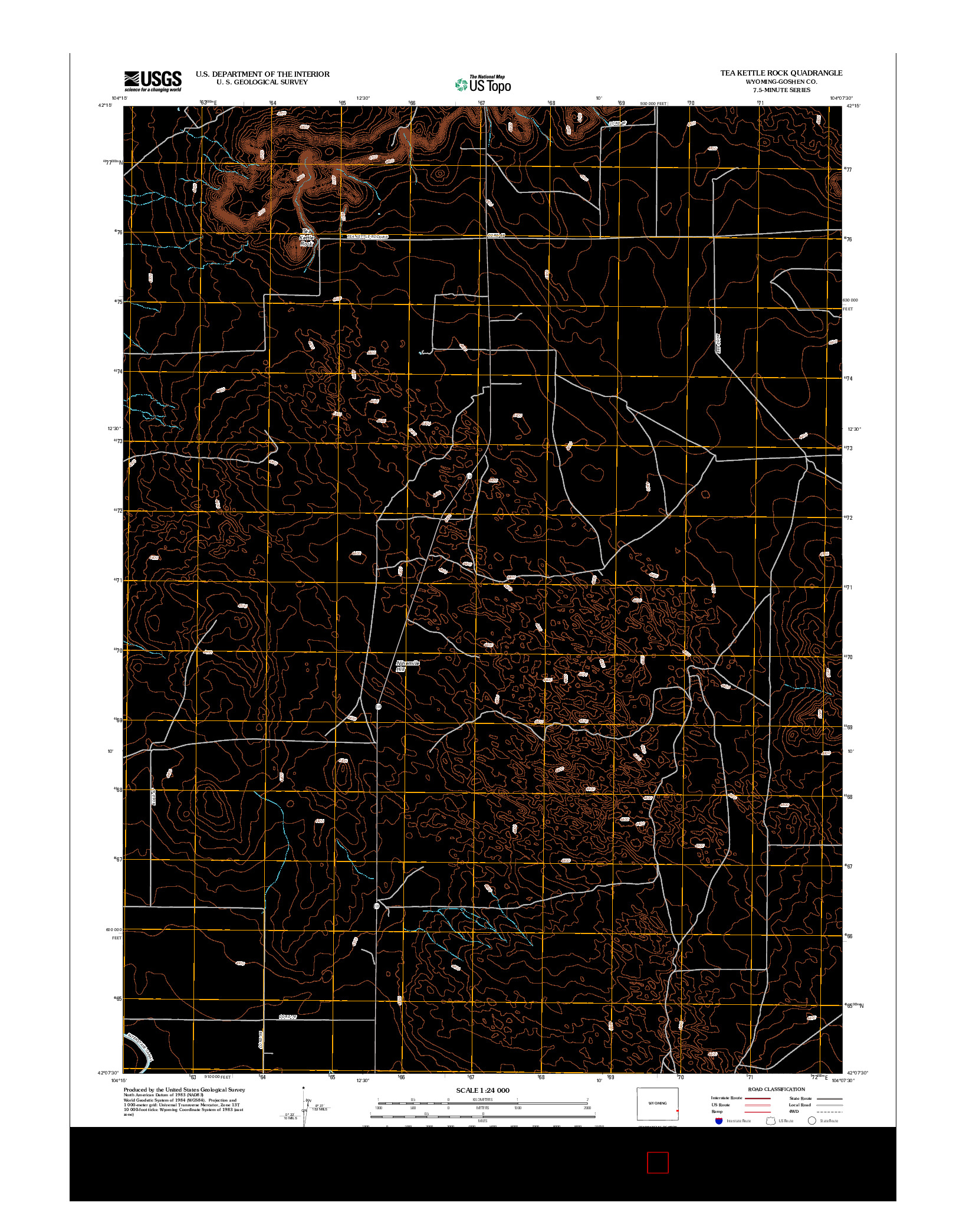 USGS US TOPO 7.5-MINUTE MAP FOR TEA KETTLE ROCK, WY 2012