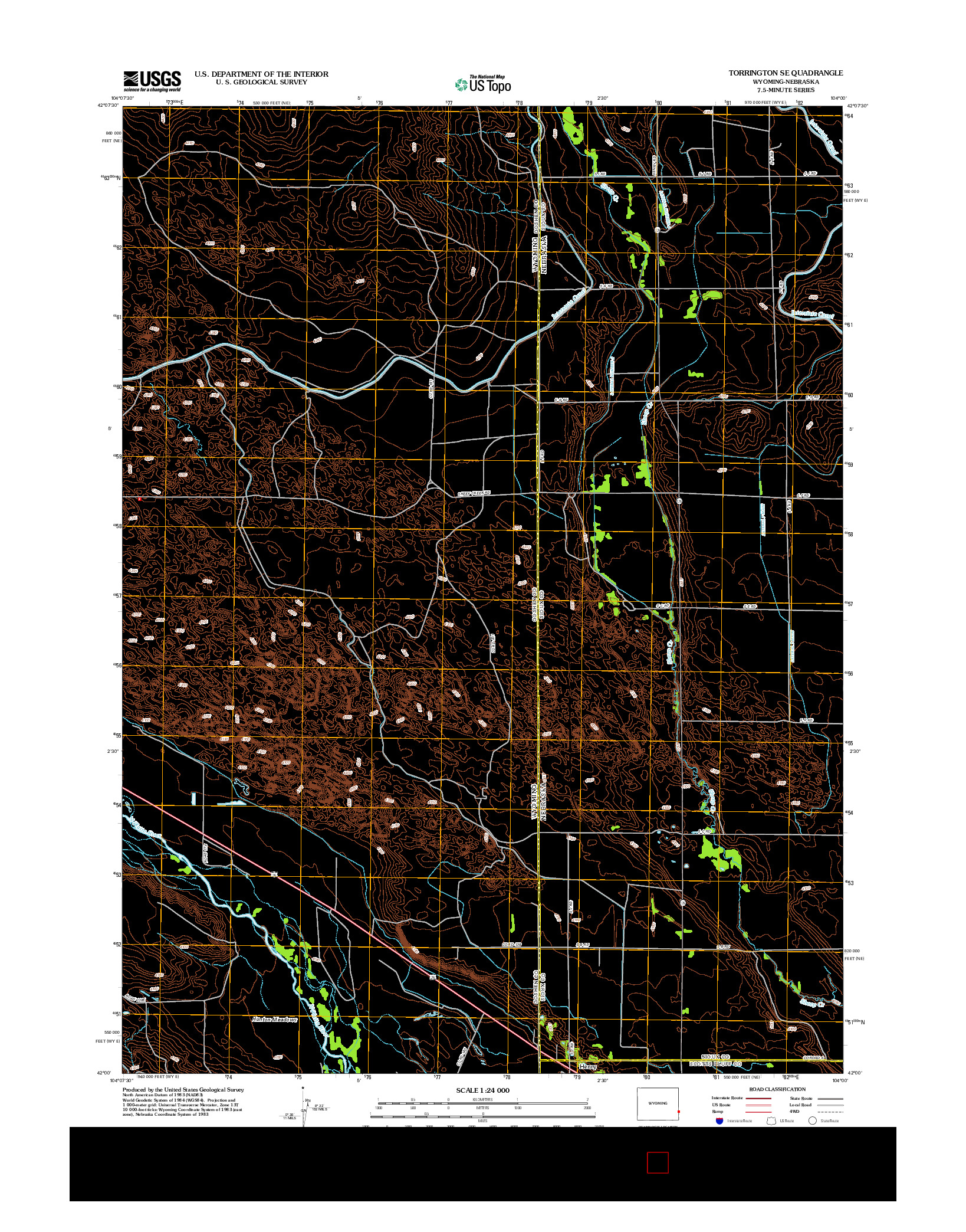 USGS US TOPO 7.5-MINUTE MAP FOR TORRINGTON SE, WY-NE 2012