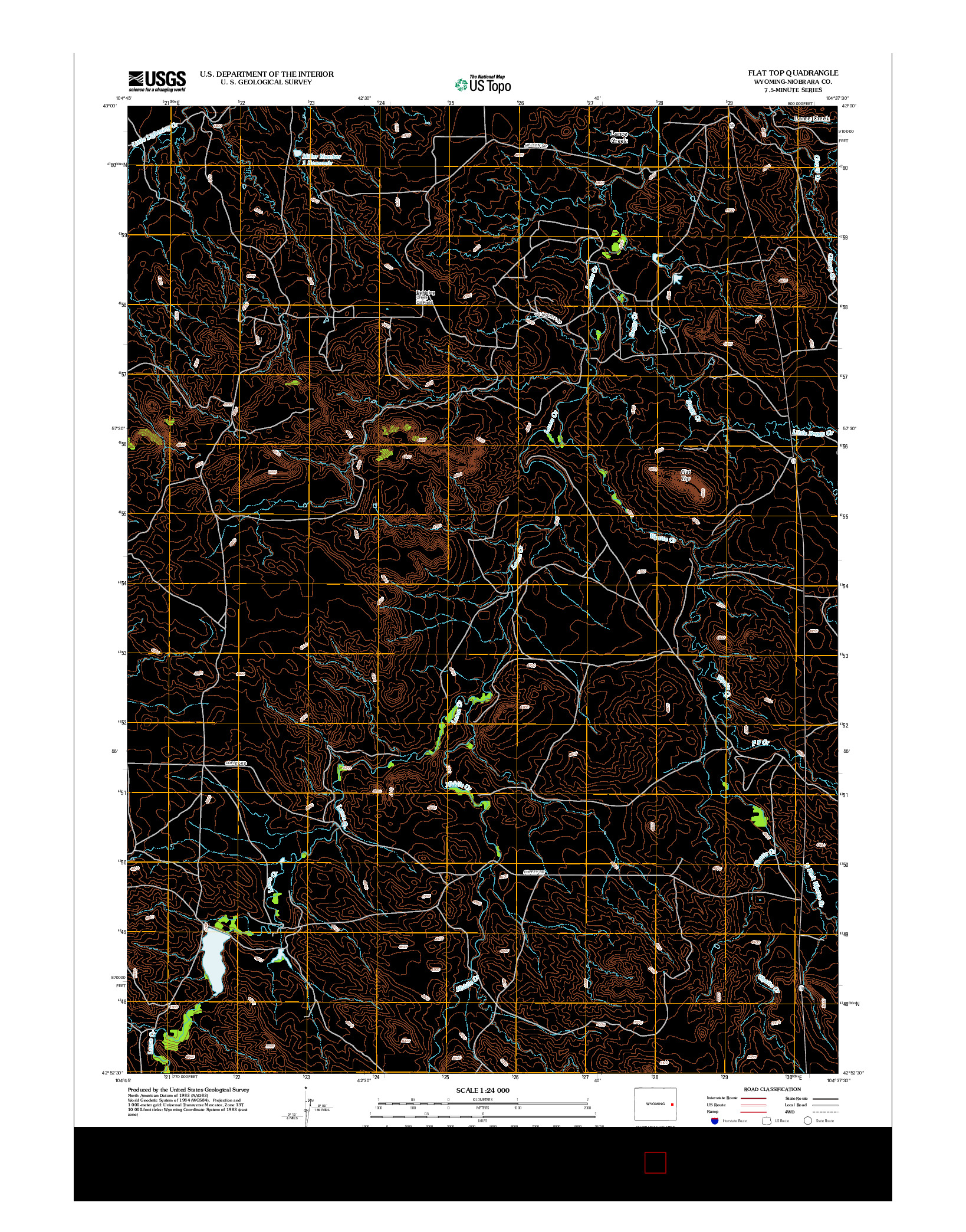 USGS US TOPO 7.5-MINUTE MAP FOR FLAT TOP, WY 2012