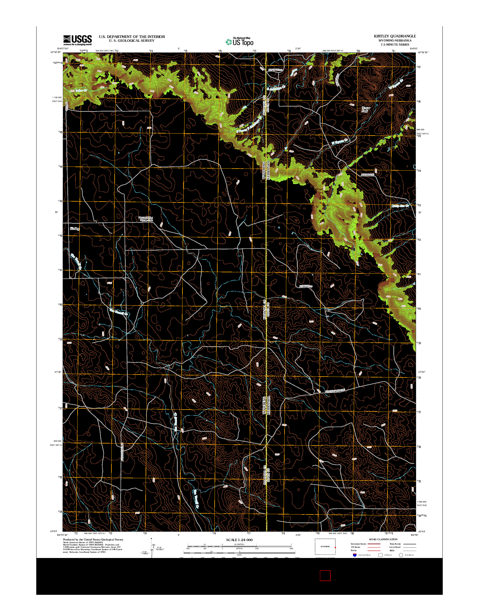 USGS US TOPO 7.5-MINUTE MAP FOR KIRTLEY, WY-NE 2012