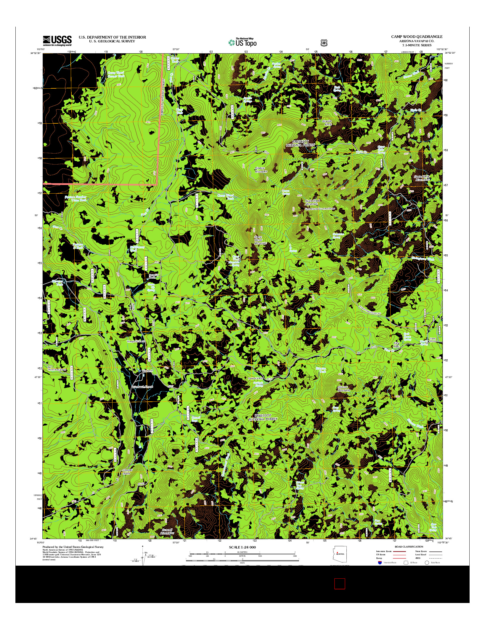 USGS US TOPO 7.5-MINUTE MAP FOR CAMP WOOD, AZ 2012