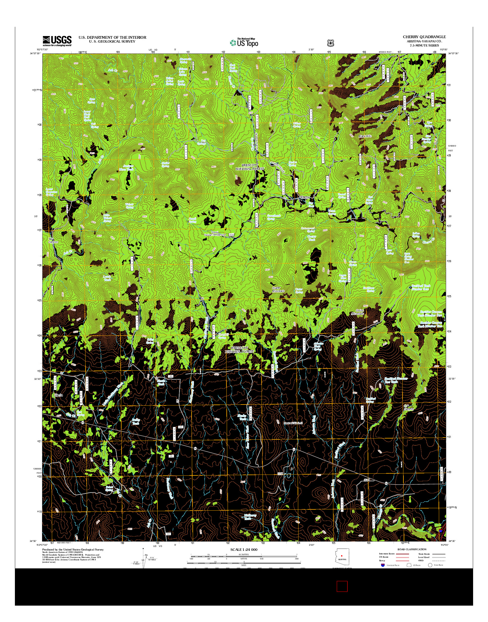 USGS US TOPO 7.5-MINUTE MAP FOR CHERRY, AZ 2012