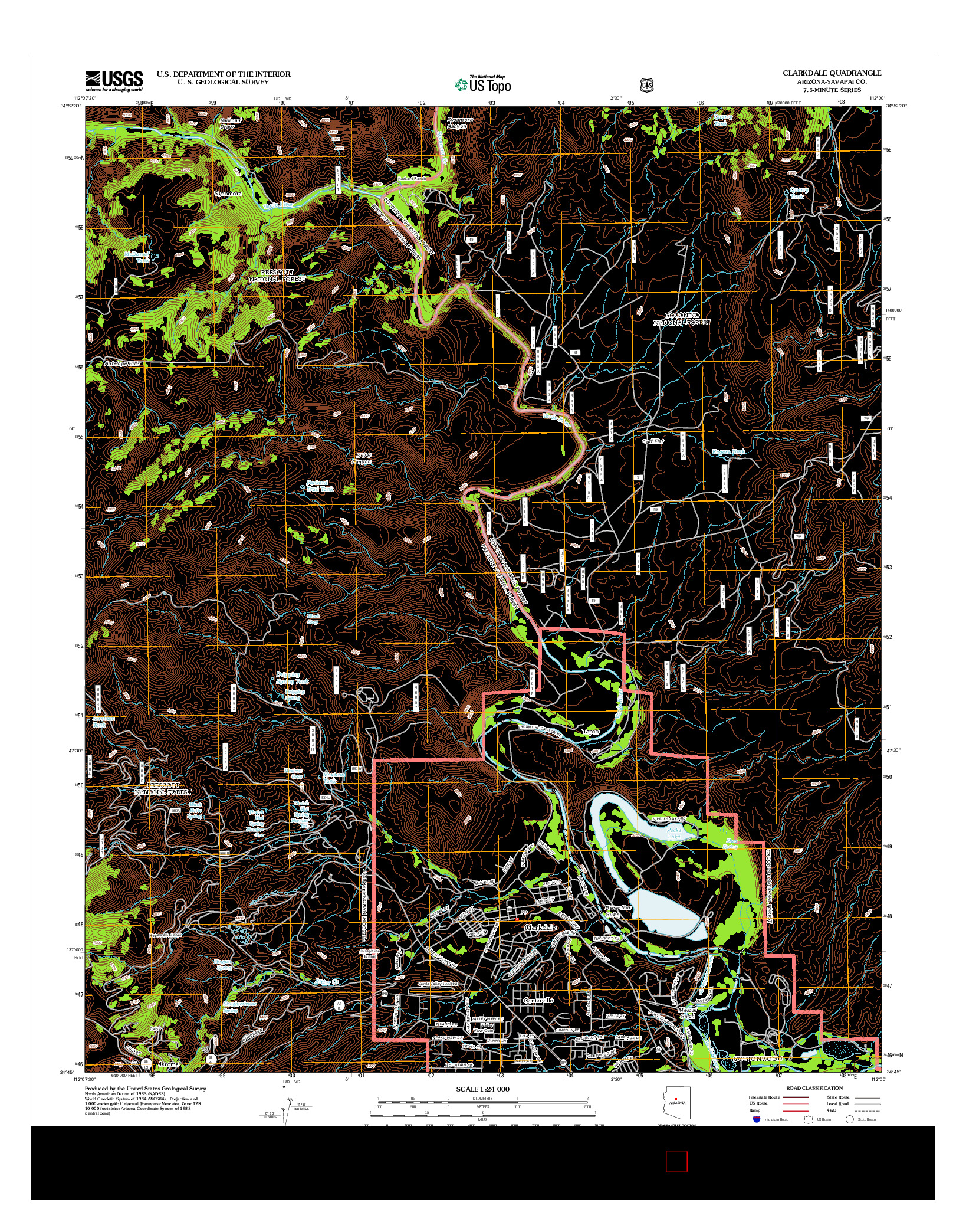 USGS US TOPO 7.5-MINUTE MAP FOR CLARKDALE, AZ 2012