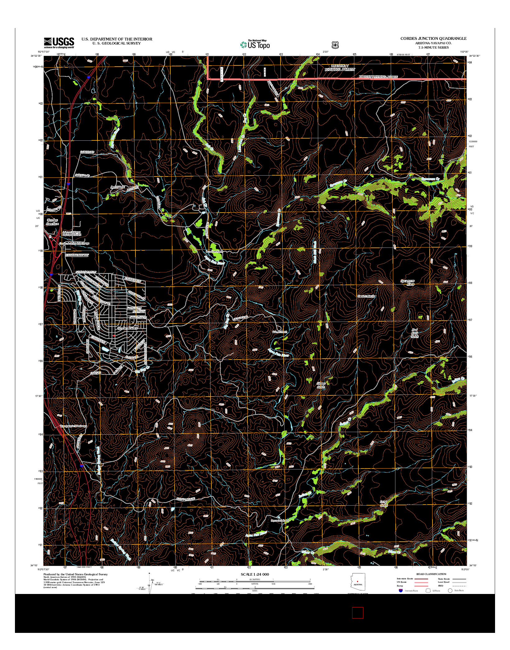 USGS US TOPO 7.5-MINUTE MAP FOR CORDES JUNCTION, AZ 2012