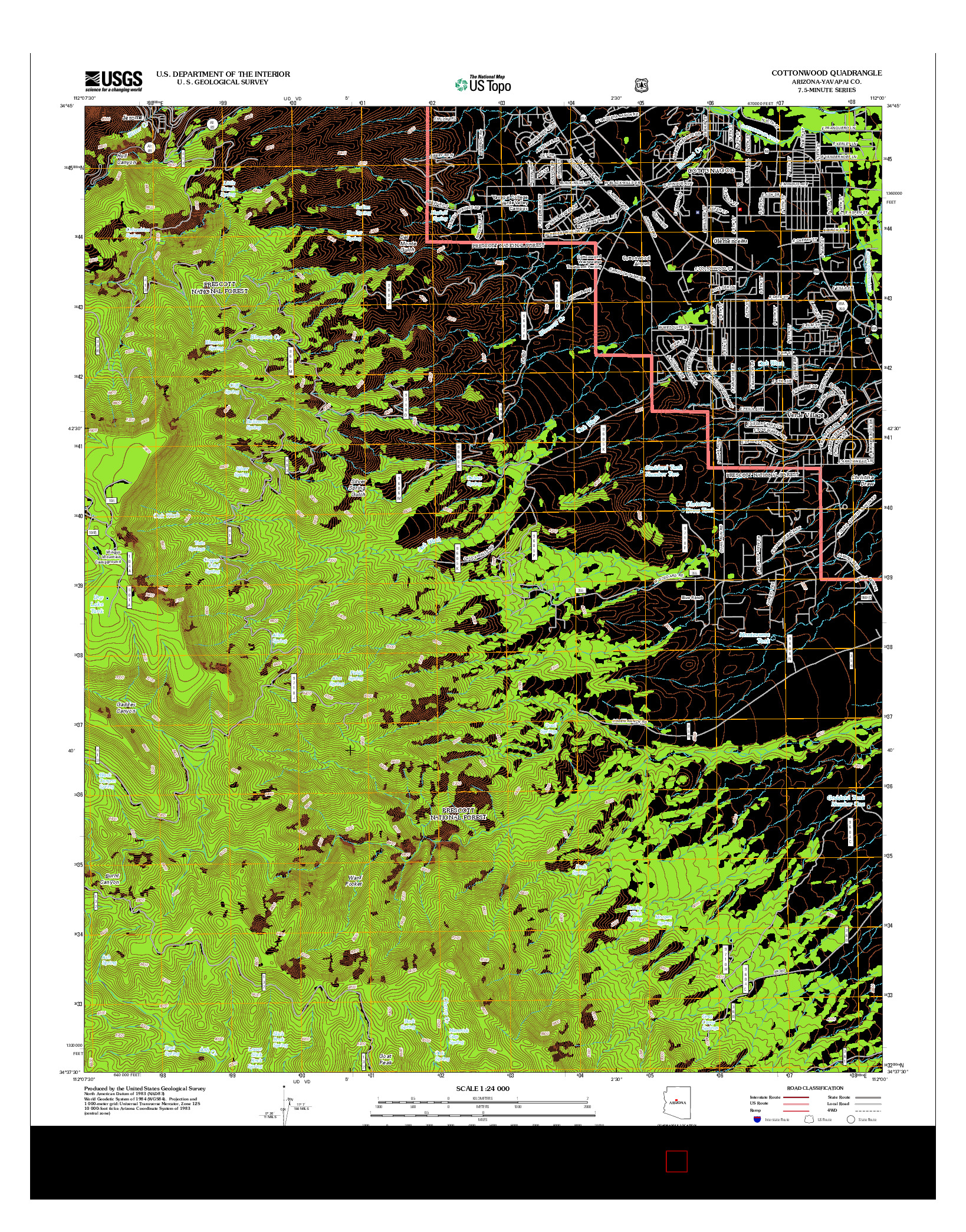 USGS US TOPO 7.5-MINUTE MAP FOR COTTONWOOD, AZ 2012