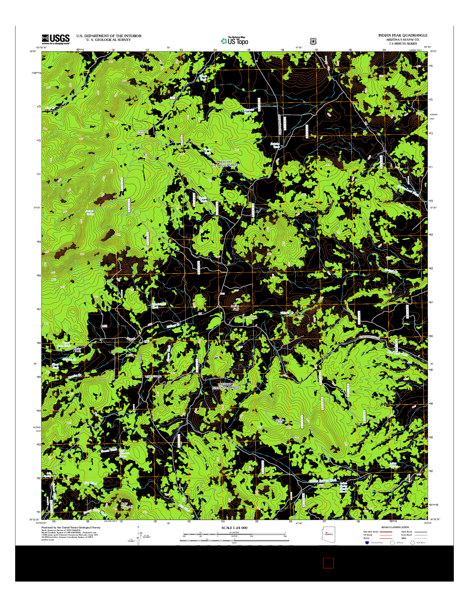 USGS US TOPO 7.5-MINUTE MAP FOR INDIAN PEAK, AZ 2012