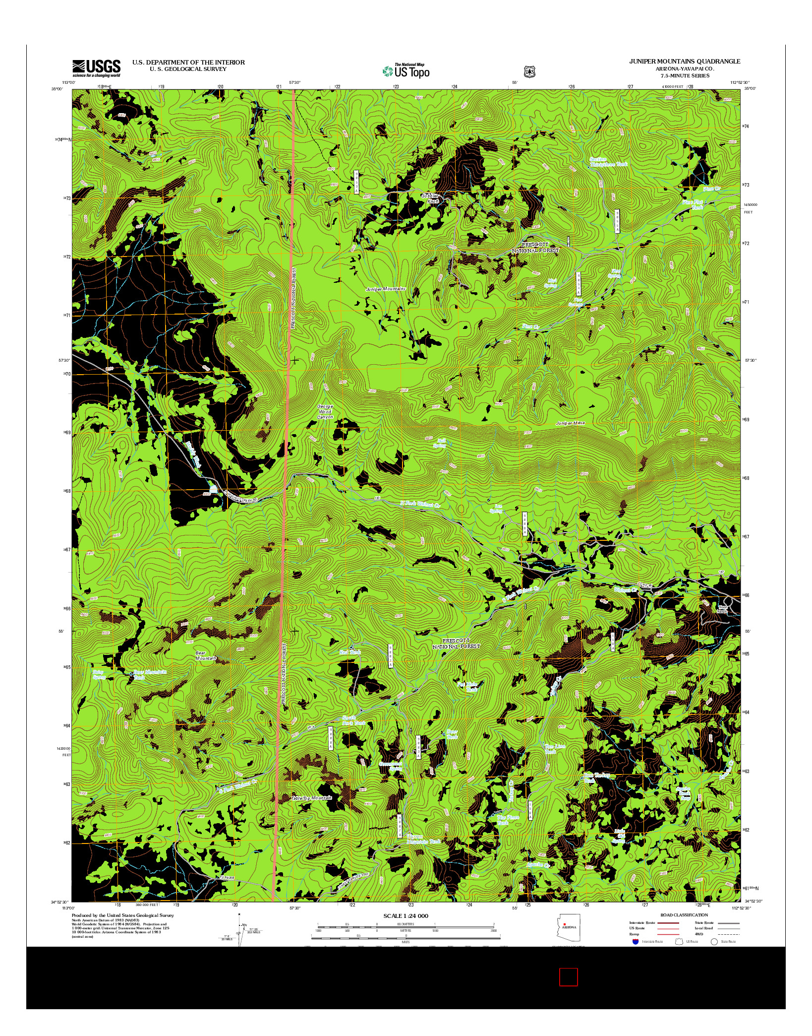 USGS US TOPO 7.5-MINUTE MAP FOR JUNIPER MOUNTAINS, AZ 2012