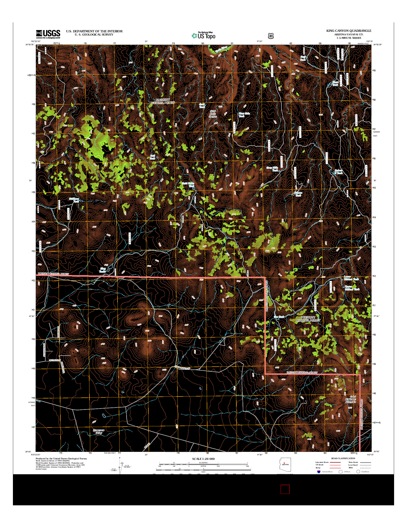 USGS US TOPO 7.5-MINUTE MAP FOR KING CANYON, AZ 2012