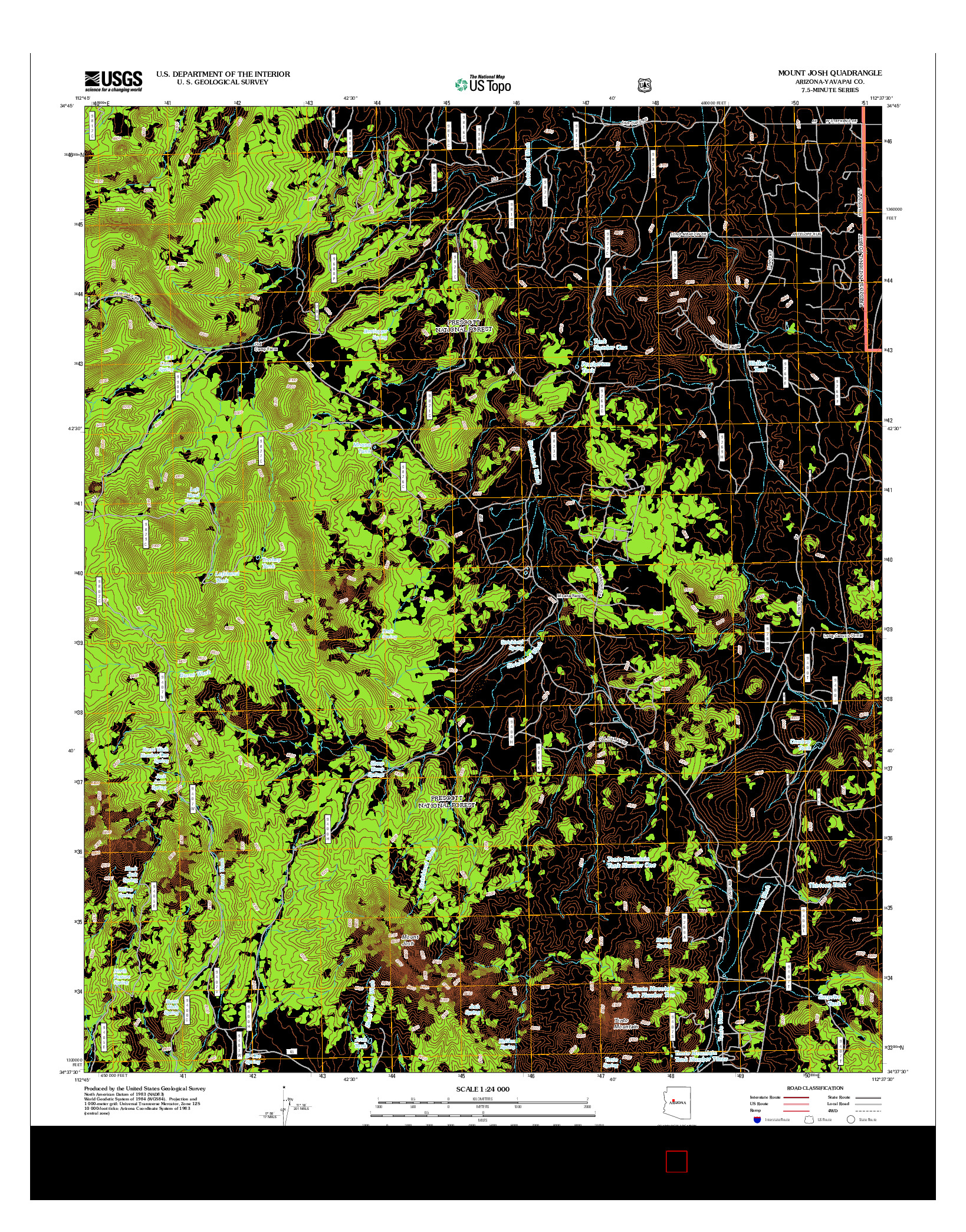 USGS US TOPO 7.5-MINUTE MAP FOR MOUNT JOSH, AZ 2012