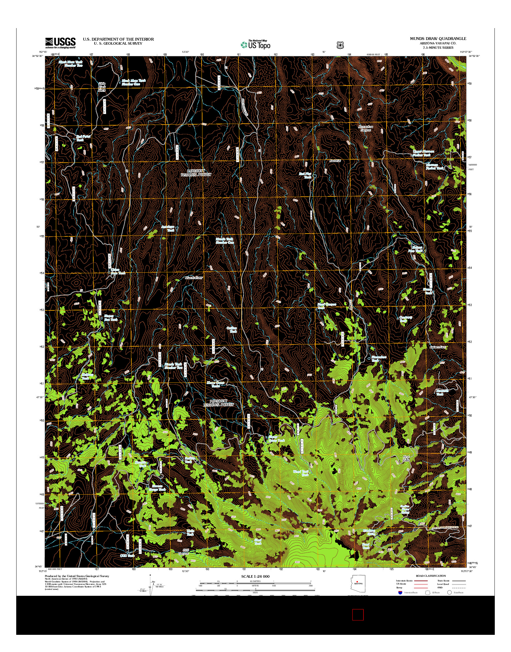 USGS US TOPO 7.5-MINUTE MAP FOR MUNDS DRAW, AZ 2012