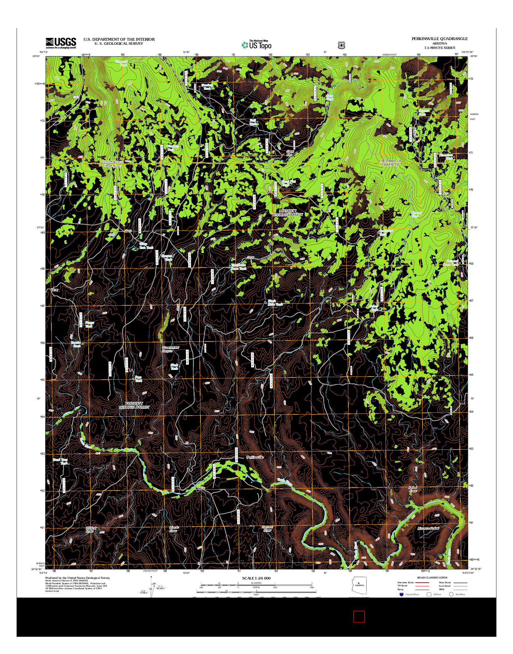 USGS US TOPO 7.5-MINUTE MAP FOR PERKINSVILLE, AZ 2012