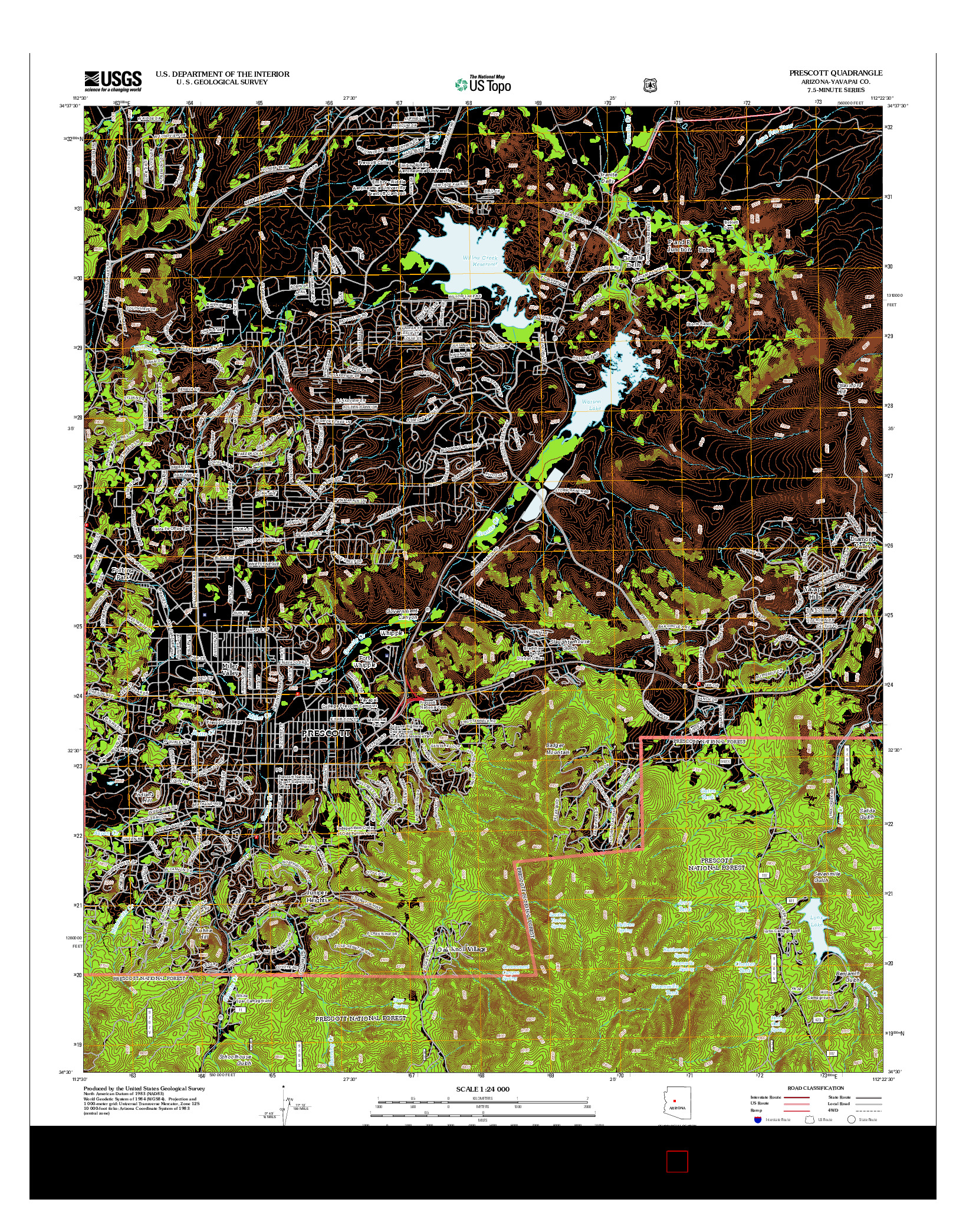 USGS US TOPO 7.5-MINUTE MAP FOR PRESCOTT, AZ 2012