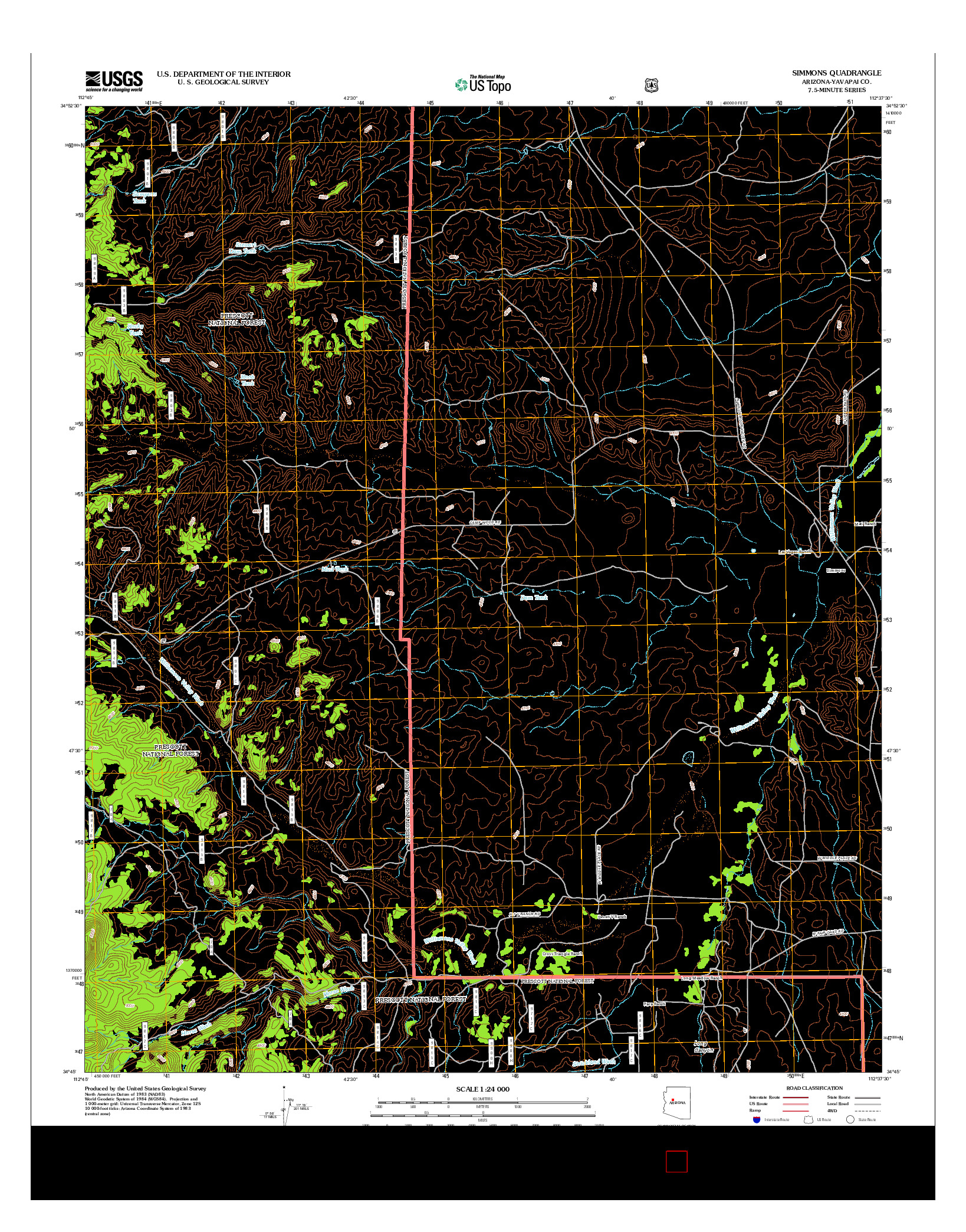 USGS US TOPO 7.5-MINUTE MAP FOR SIMMONS, AZ 2012