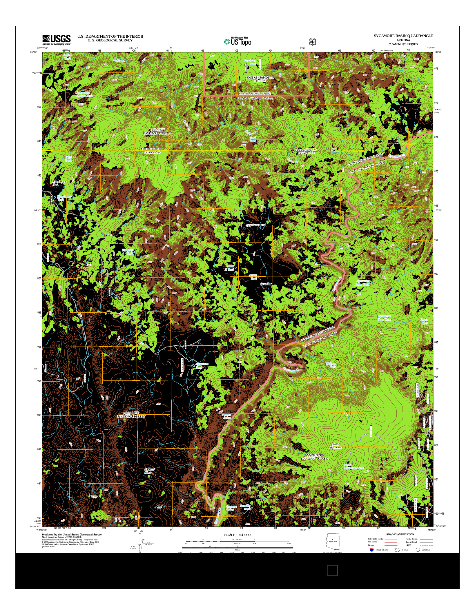 USGS US TOPO 7.5-MINUTE MAP FOR SYCAMORE BASIN, AZ 2012