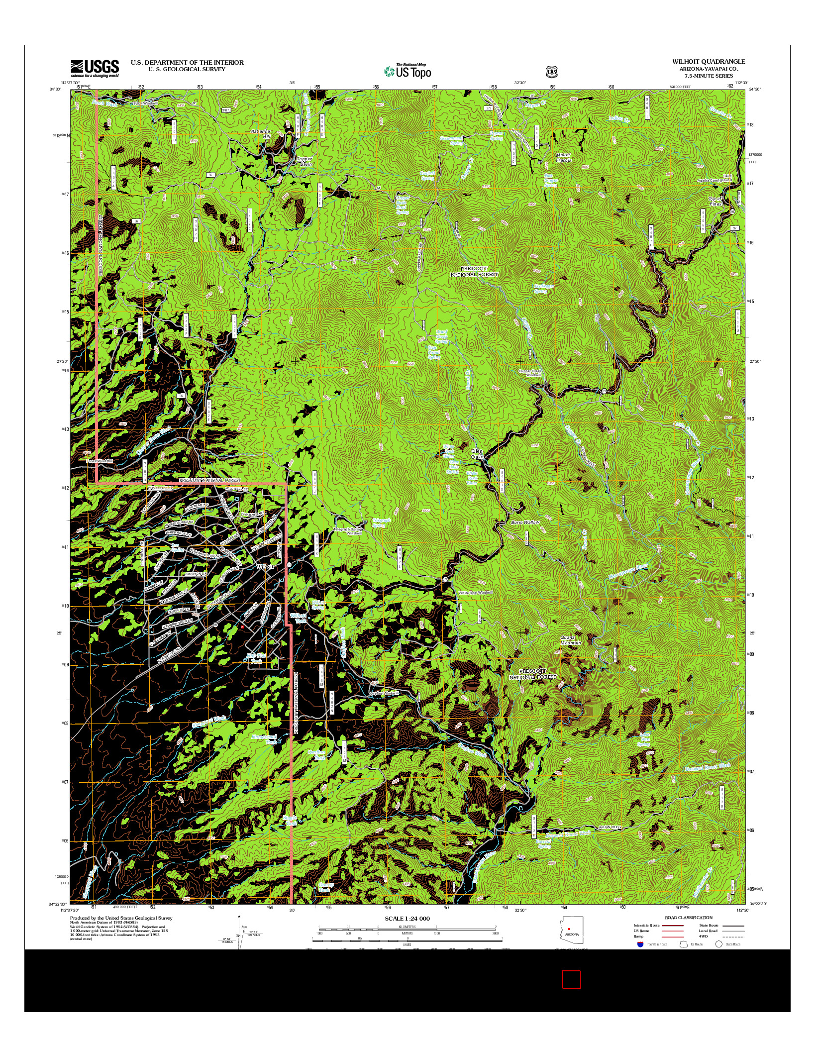 USGS US TOPO 7.5-MINUTE MAP FOR WILHOIT, AZ 2012