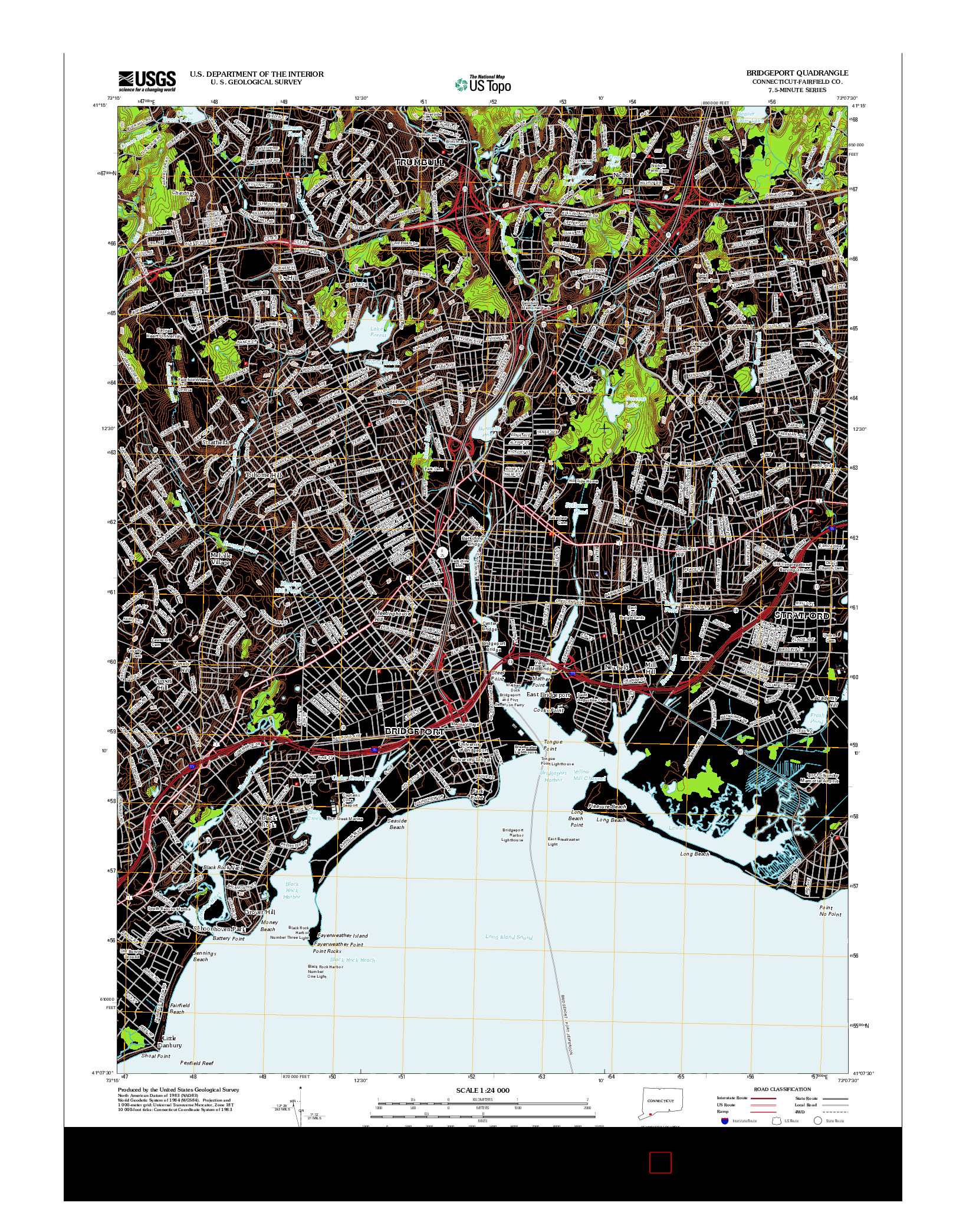 USGS US TOPO 7.5-MINUTE MAP FOR BRIDGEPORT, CT 2012