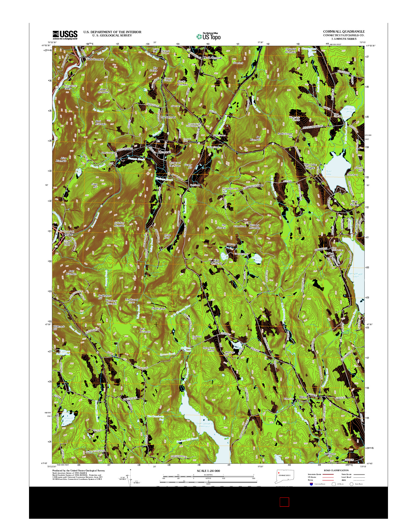 USGS US TOPO 7.5-MINUTE MAP FOR CORNWALL, CT 2012